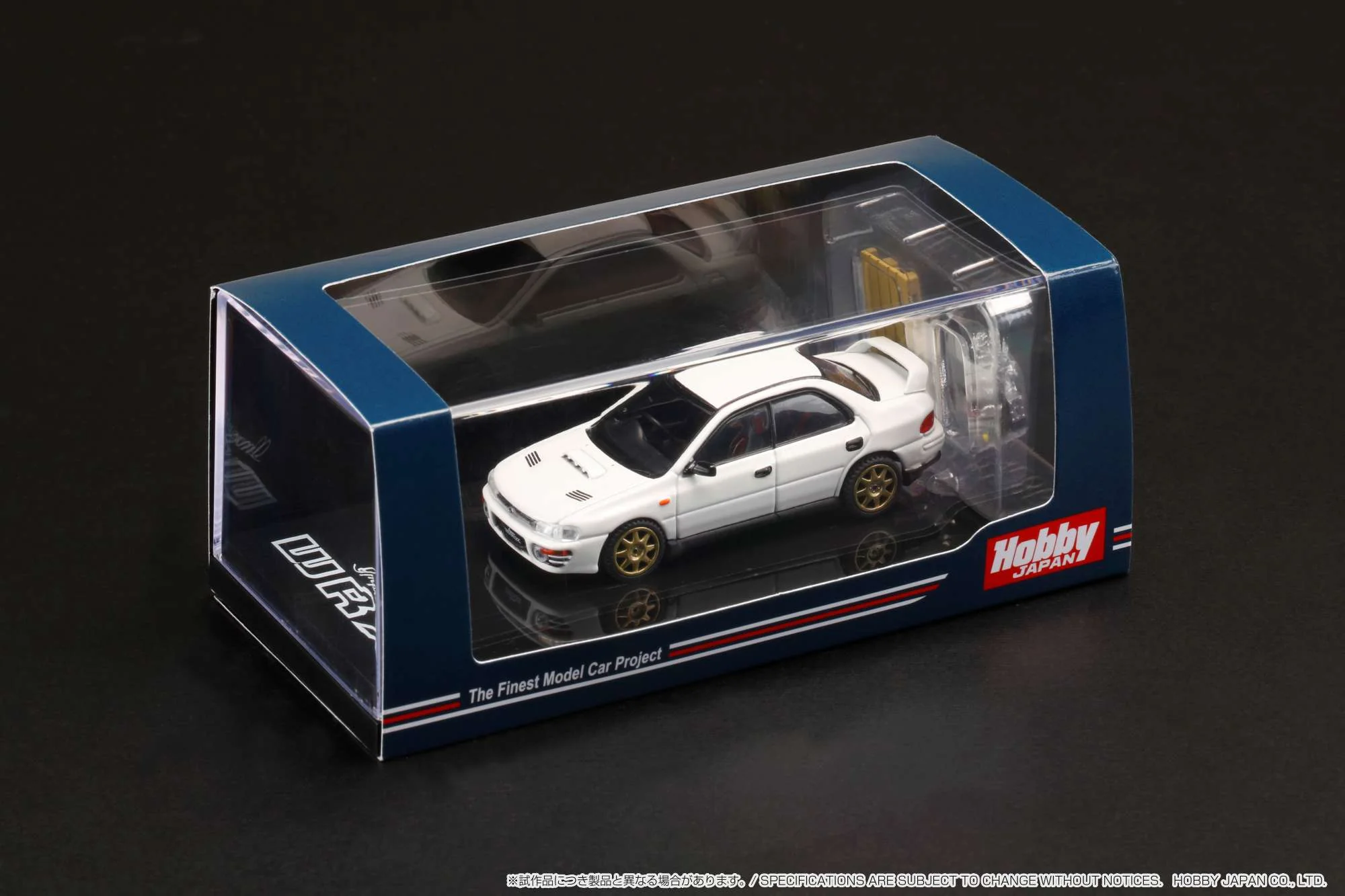 HOBBY JAPAN 1/64  SUBARU IMPREZA WRX (GC8) 1992 Customized Version with Engine Display Model White HJ642013BW - Image 2
