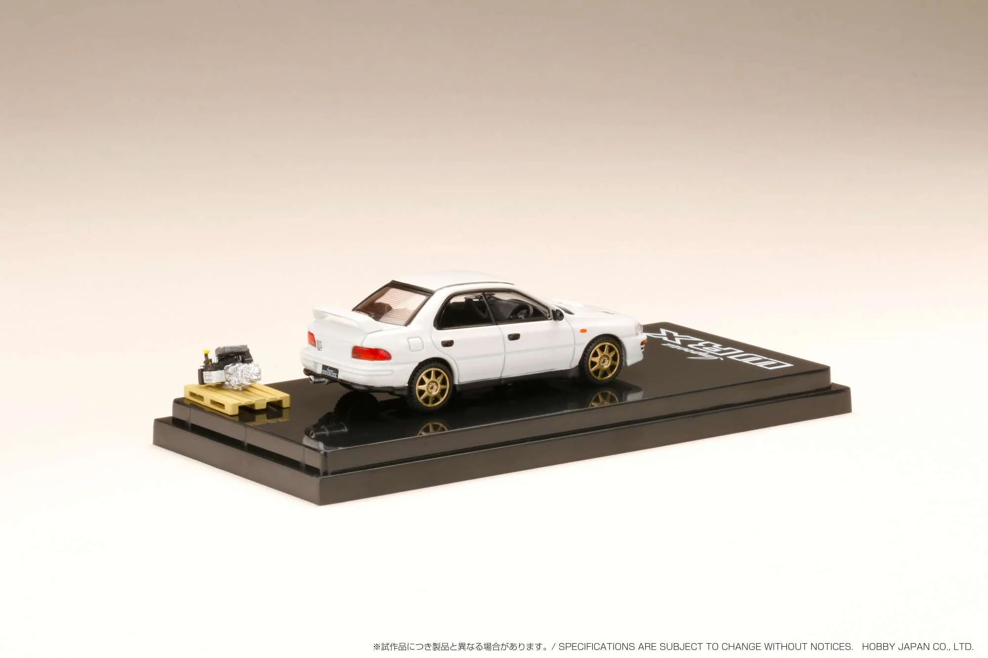 HOBBY JAPAN 1/64  SUBARU IMPREZA WRX (GC8) 1992 Customized Version with Engine Display Model White HJ642013BW - Image 3