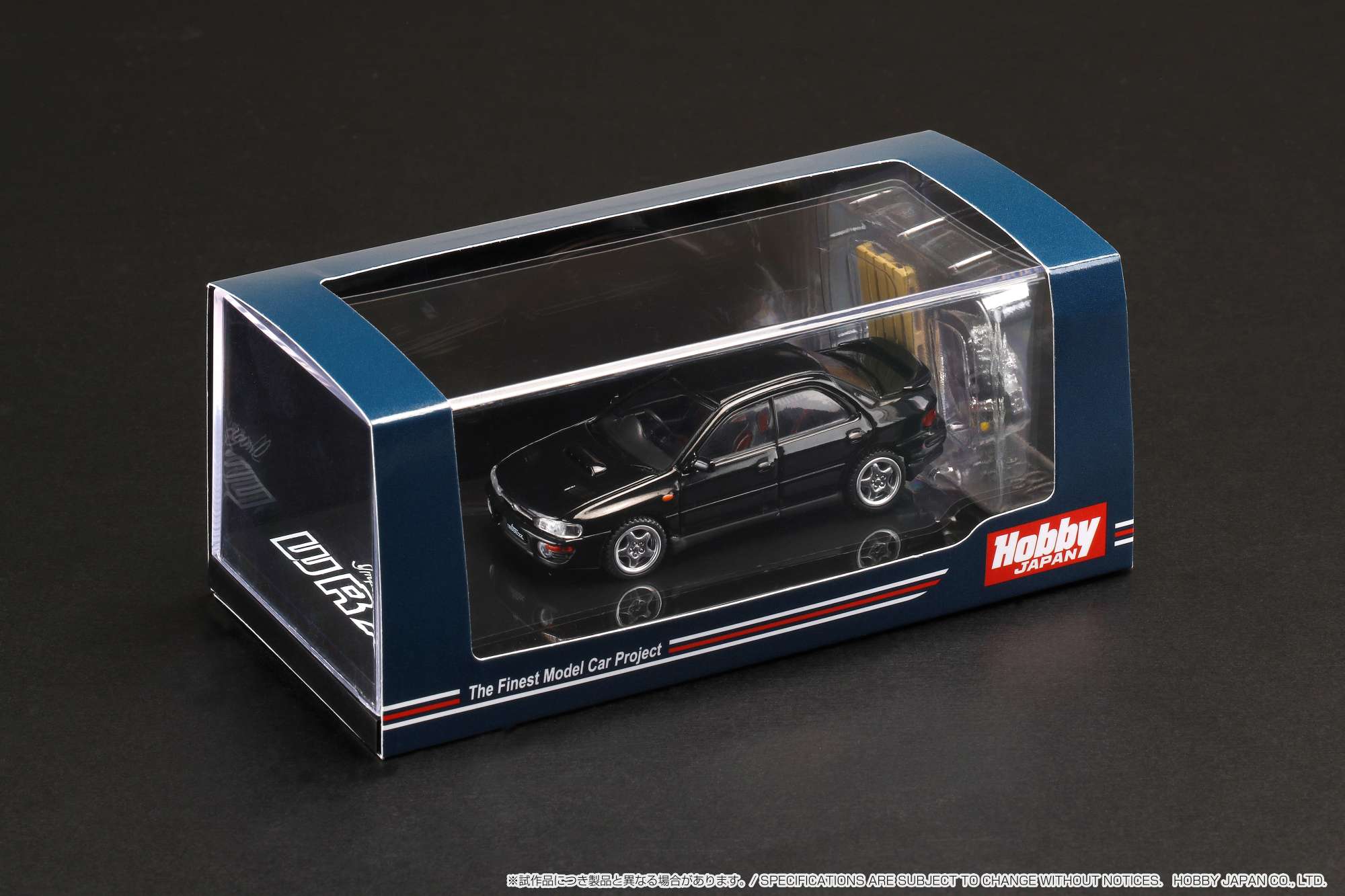 HOBBY JAPAN 1/64 SUBARU IMPREZA WRX (GC8) 1992 with Engine Display Model Black HJ642013ABK - Image 2