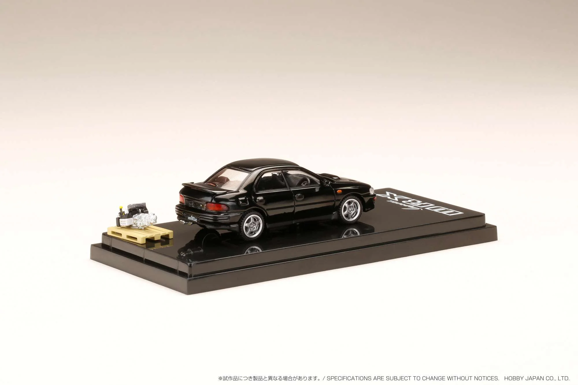 HOBBY JAPAN 1/64 SUBARU IMPREZA WRX (GC8) 1992 with Engine Display Model Black HJ642013ABK - Image 3