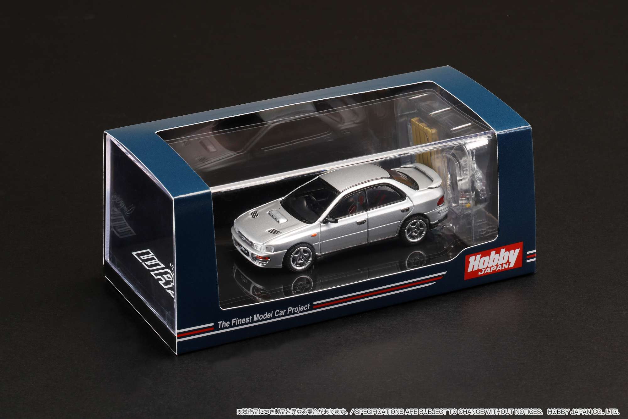 HOBBY JAPAN 1/64 SUBARU IMPREZA WRX (GC8) 1992 with Engine Display Model Silver HJ642013AS - Image 2