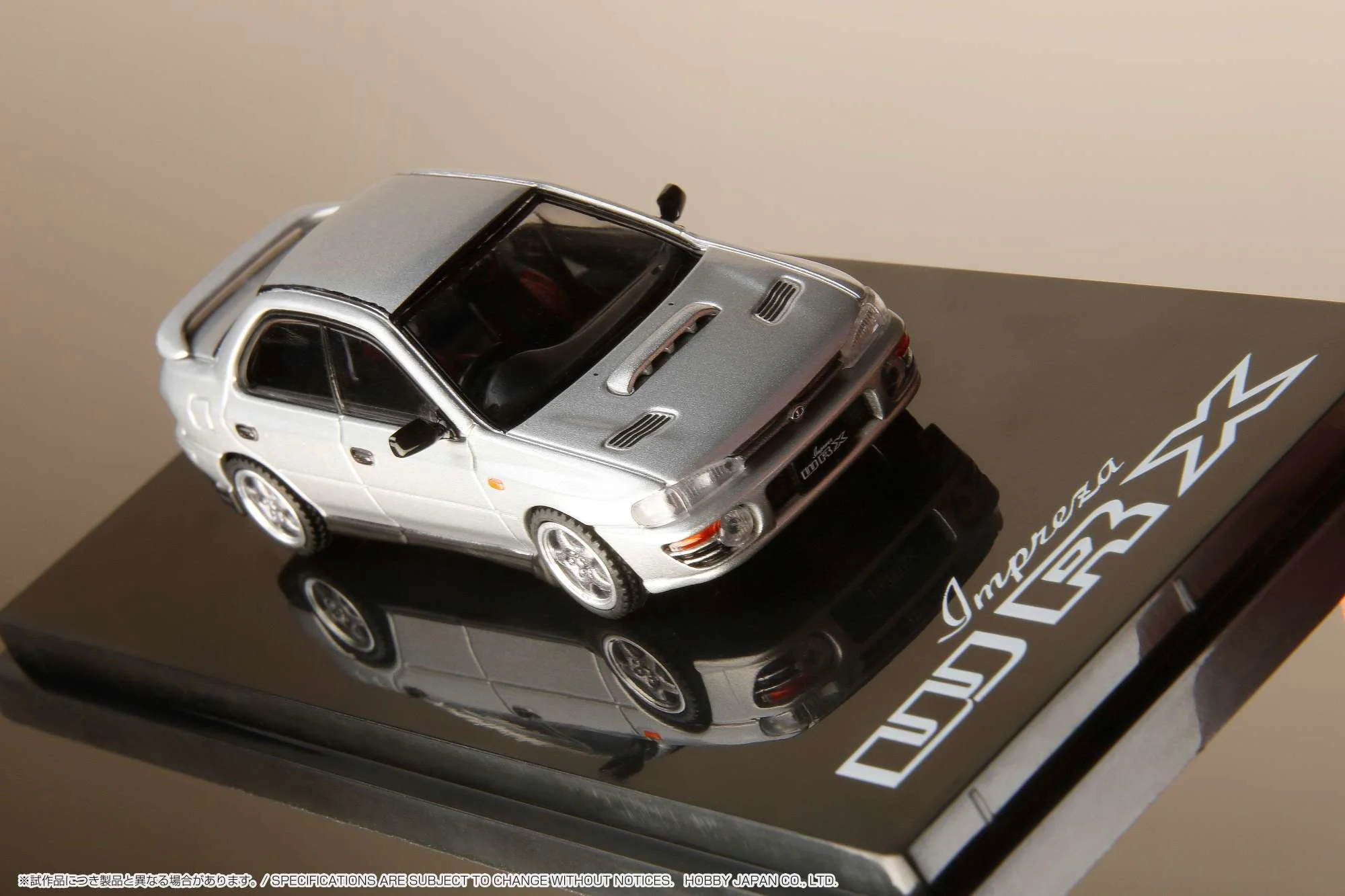 HOBBY JAPAN 1/64 SUBARU IMPREZA WRX (GC8) 1992 with Engine Display Model Silver HJ642013AS - Image 3