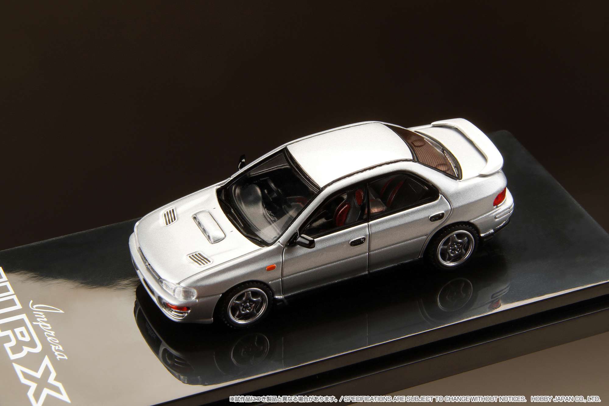 HOBBY JAPAN 1/64 SUBARU IMPREZA WRX (GC8) 1992 with Engine Display Model Silver HJ642013AS - Image 6