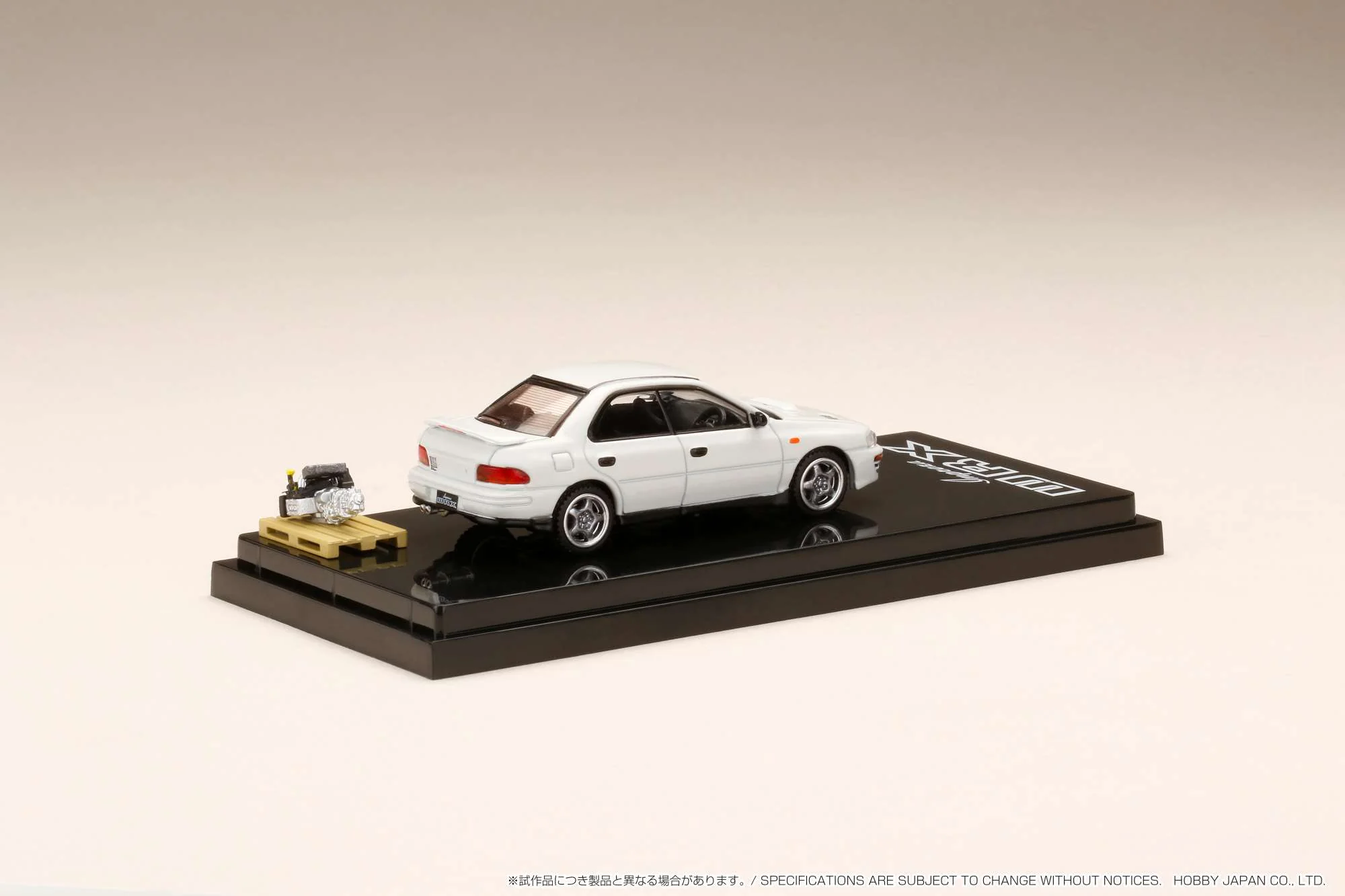 HOBBY JAPAN 1/64 SUBARU IMPREZA WRX (GC8) 1992 with Engine Display Model White HJ642013AW - Image 2