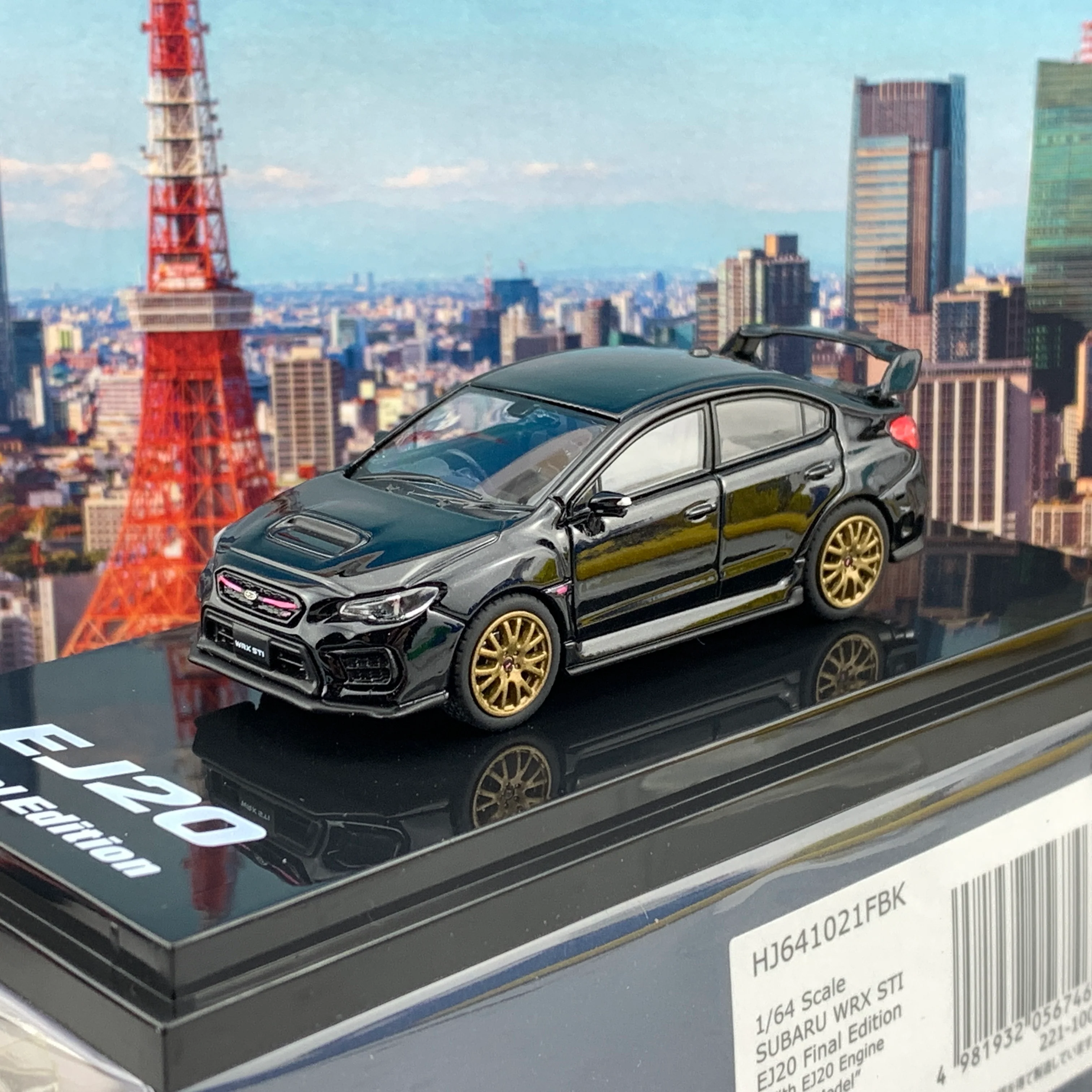 HOBBY JAPAN 1/64  SUBARU WRX STI EJ20 Final Edition with EJ20 Engine Display Model Black HJ641021FBK - Image 2