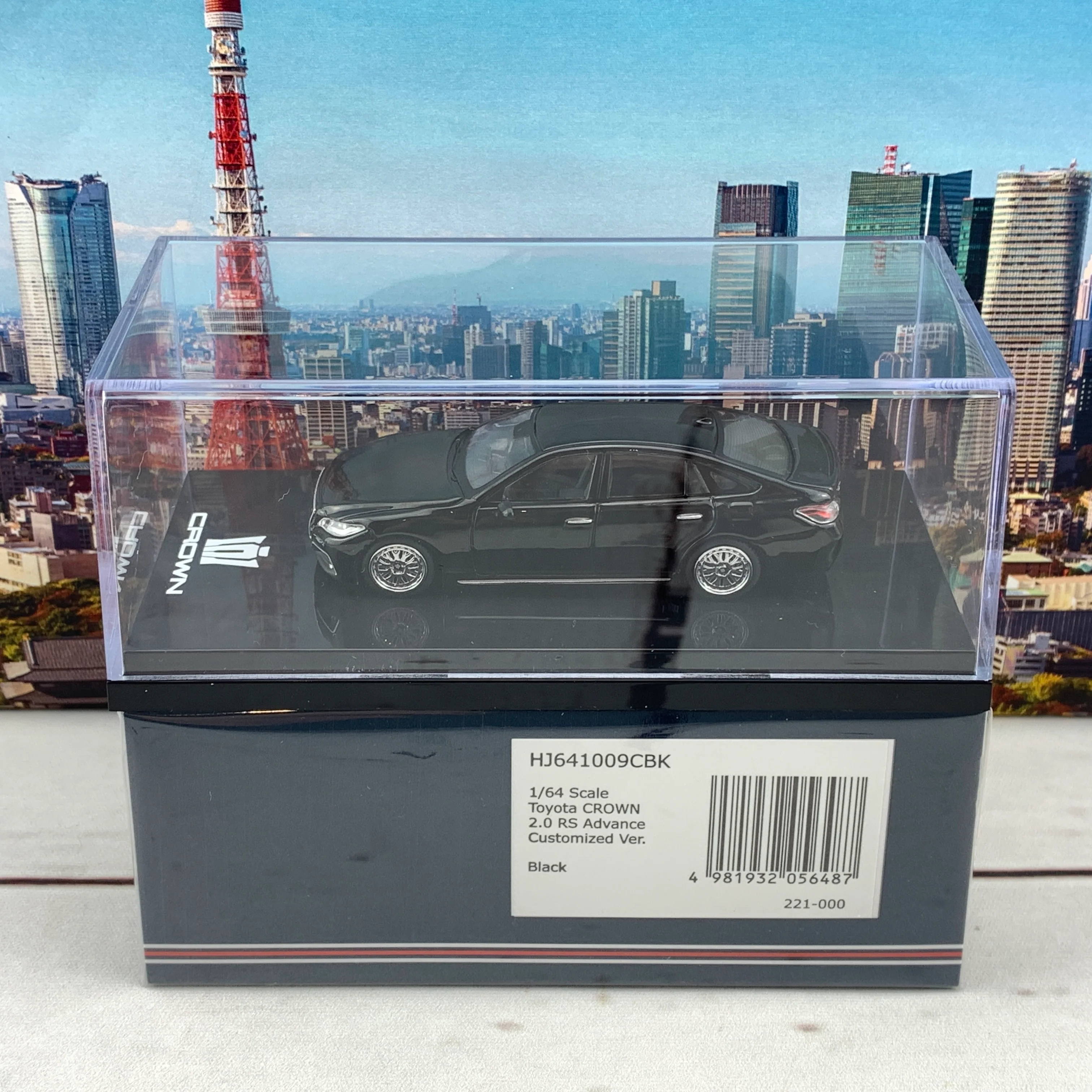 HOBBY JAPAN 1/64 Toyota CROWN 2.5L RS Advance CUSTOMIZED VERSION Black HJ641009CBK - Image 6