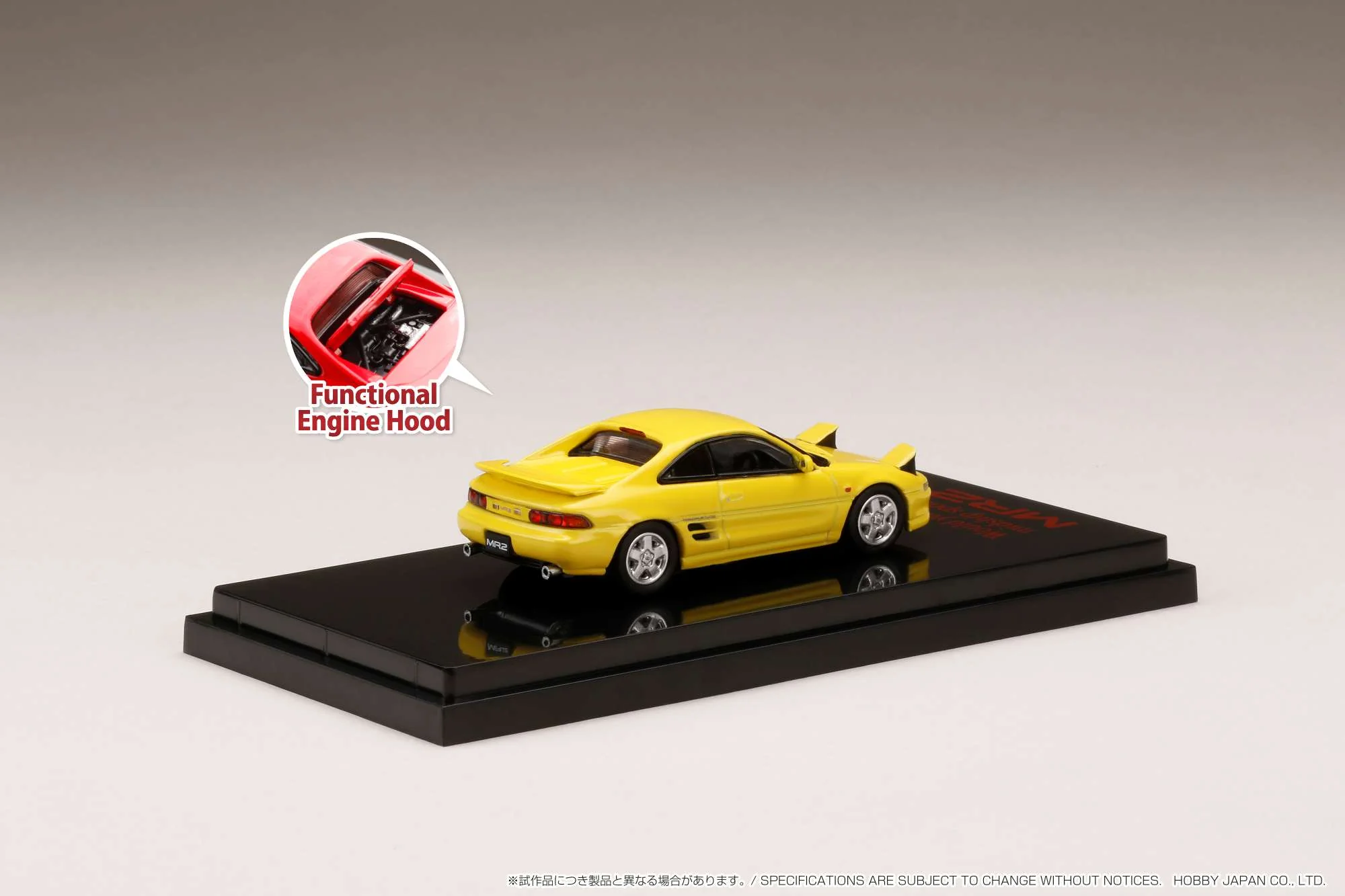 HOBBY JAPAN 1/64 Toyota MR2 (SW20) GT-S 1996 / Open Headlight Yellow HJ641045HY - Image 2