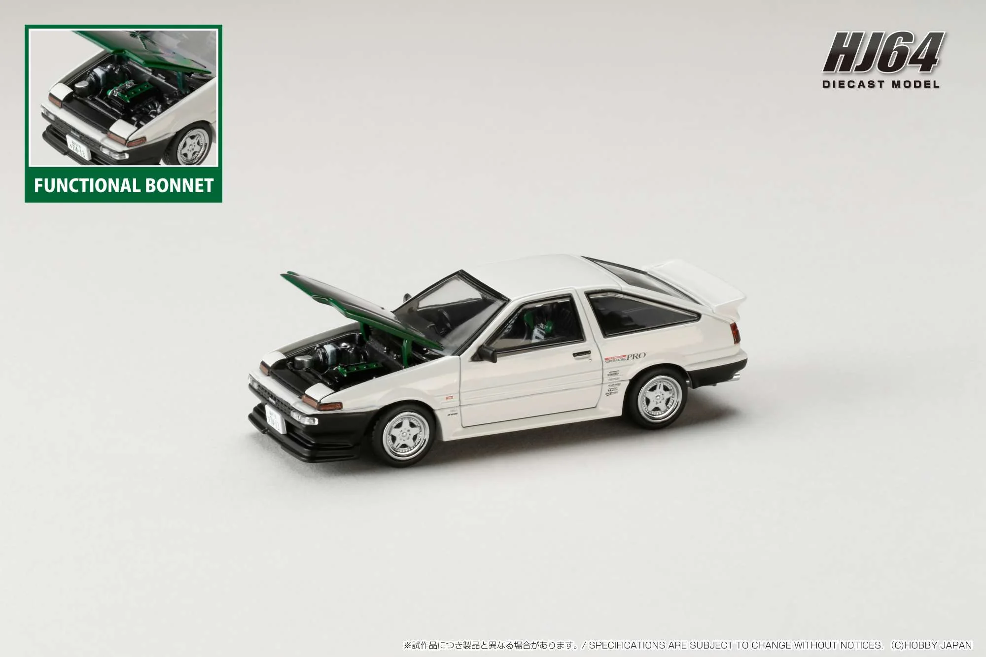 HOBBY JAPAN 1/64 Toyota SPRINTER TRUENO (AE86) DRIFT KING WHITE HJ646052DK - Image 4