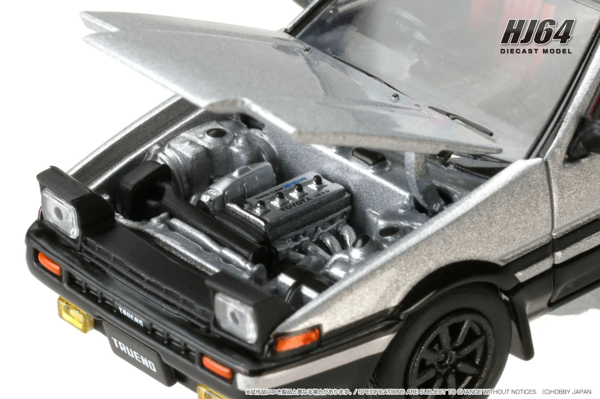 HOBBY JAPAN 1/64 Toyota SPRINTER TRUENO GT APEX (AE86) JDM Style with CARBON BONNET Red/Black HJ641052BRB - Image 4