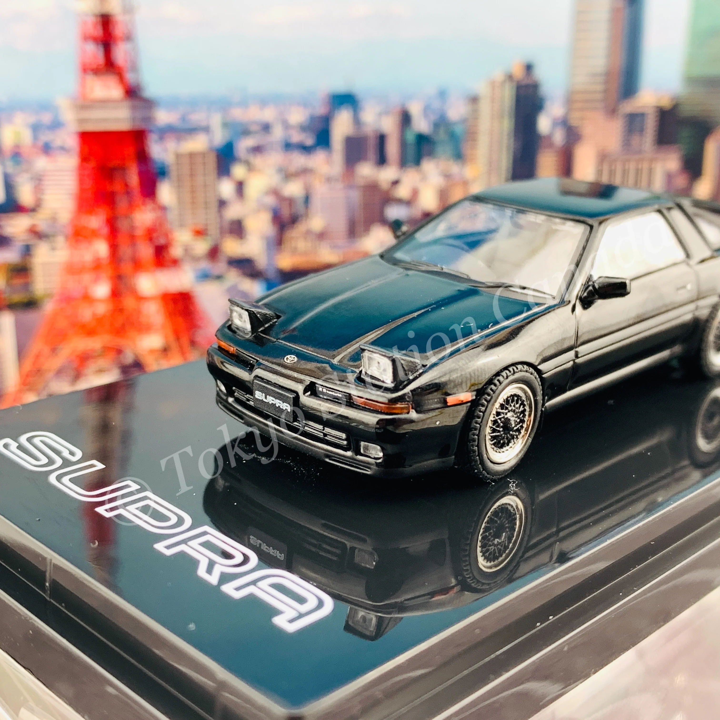 HOBBY JAPAN 1/64 Toyota SUPRA (A70) 2.5GT TWIN TURBO CUSTOMIZE VERSION BLACK HJ641026CBK - Image 2