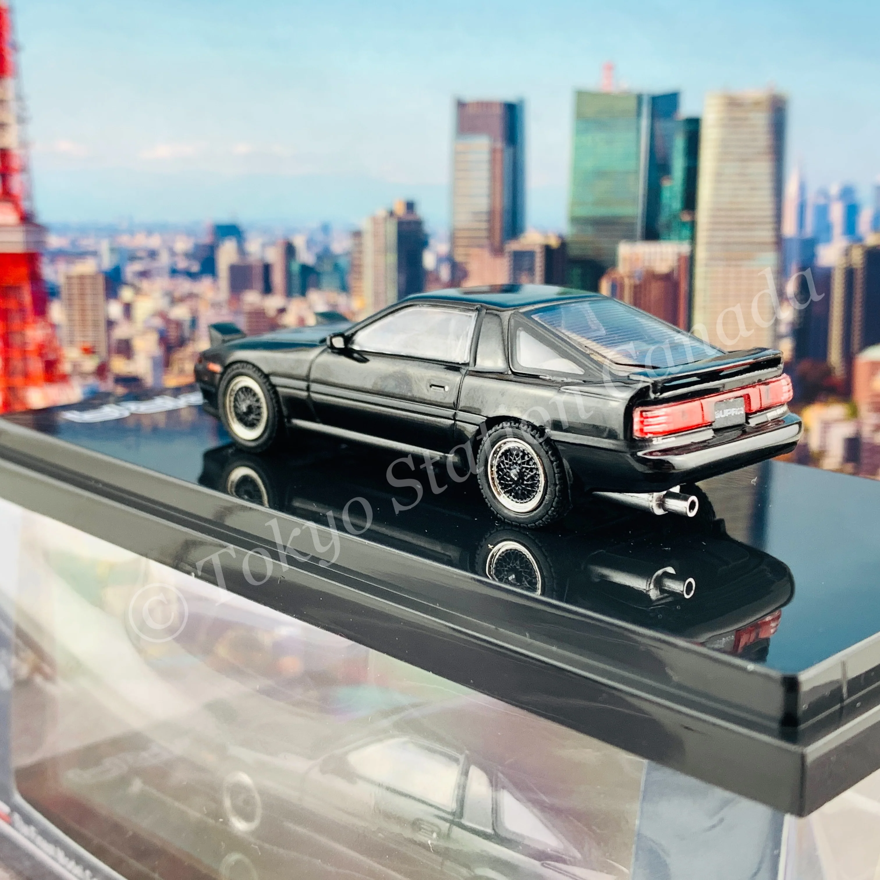 HOBBY JAPAN 1/64 Toyota SUPRA (A70) 2.5GT TWIN TURBO CUSTOMIZE VERSION BLACK HJ641026CBK - Image 4