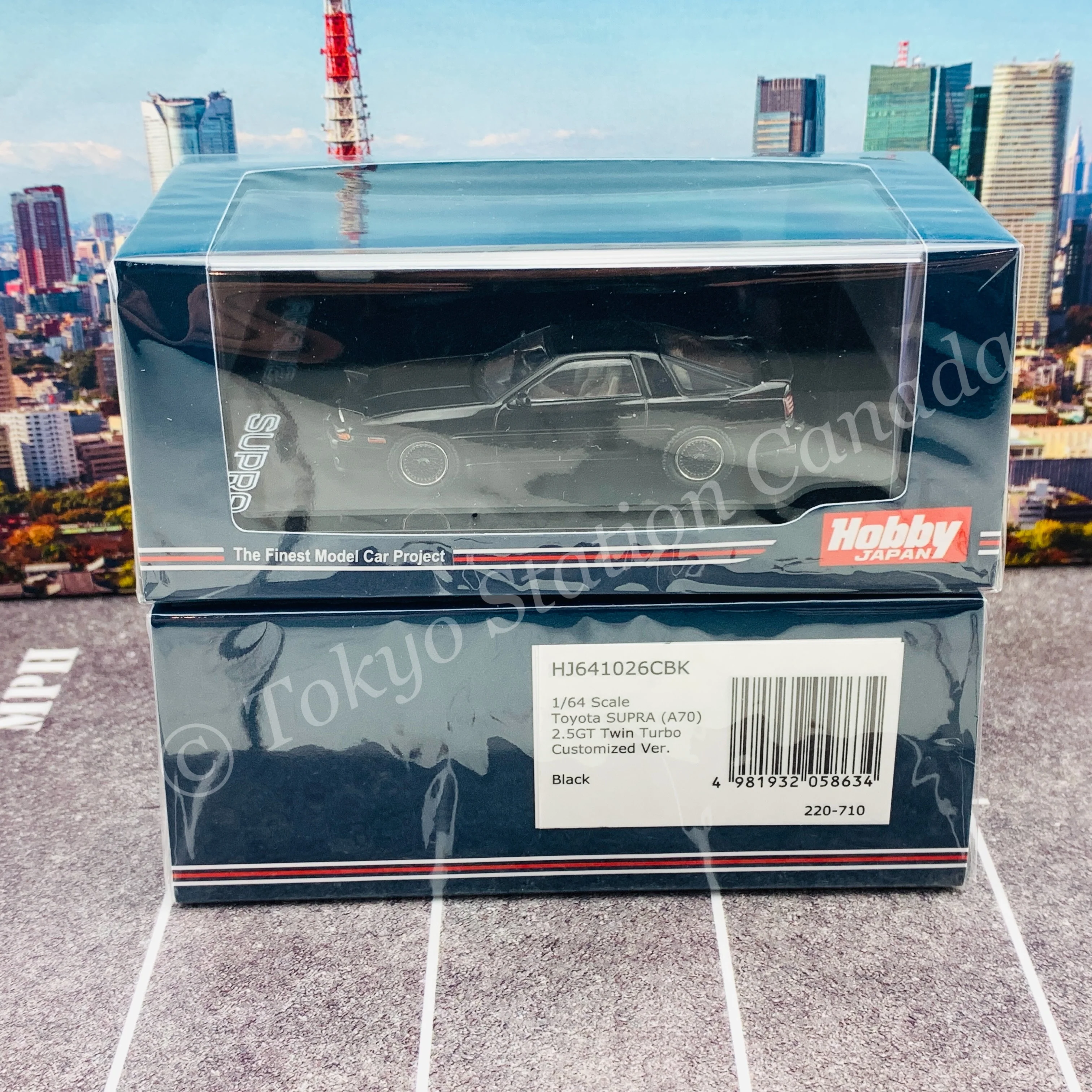 HOBBY JAPAN 1/64 Toyota SUPRA (A70) 2.5GT TWIN TURBO CUSTOMIZE VERSION BLACK HJ641026CBK - Image 5