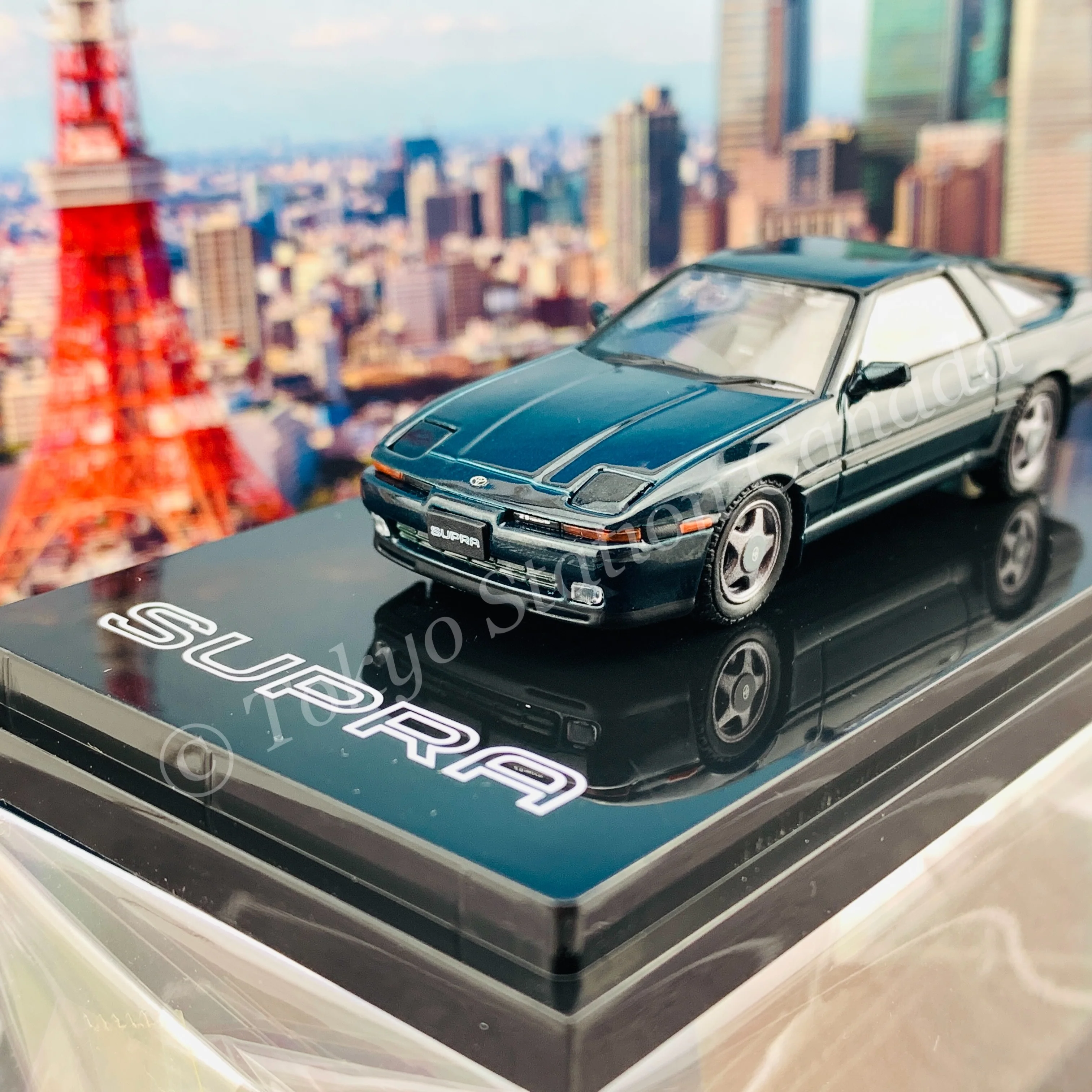 HOBBY JAPAN 1/64 Toyota SUPRA (A70) 2.5GT TWIN TURBO R DARK GREEN MICA HJ641026RGR - Image 4