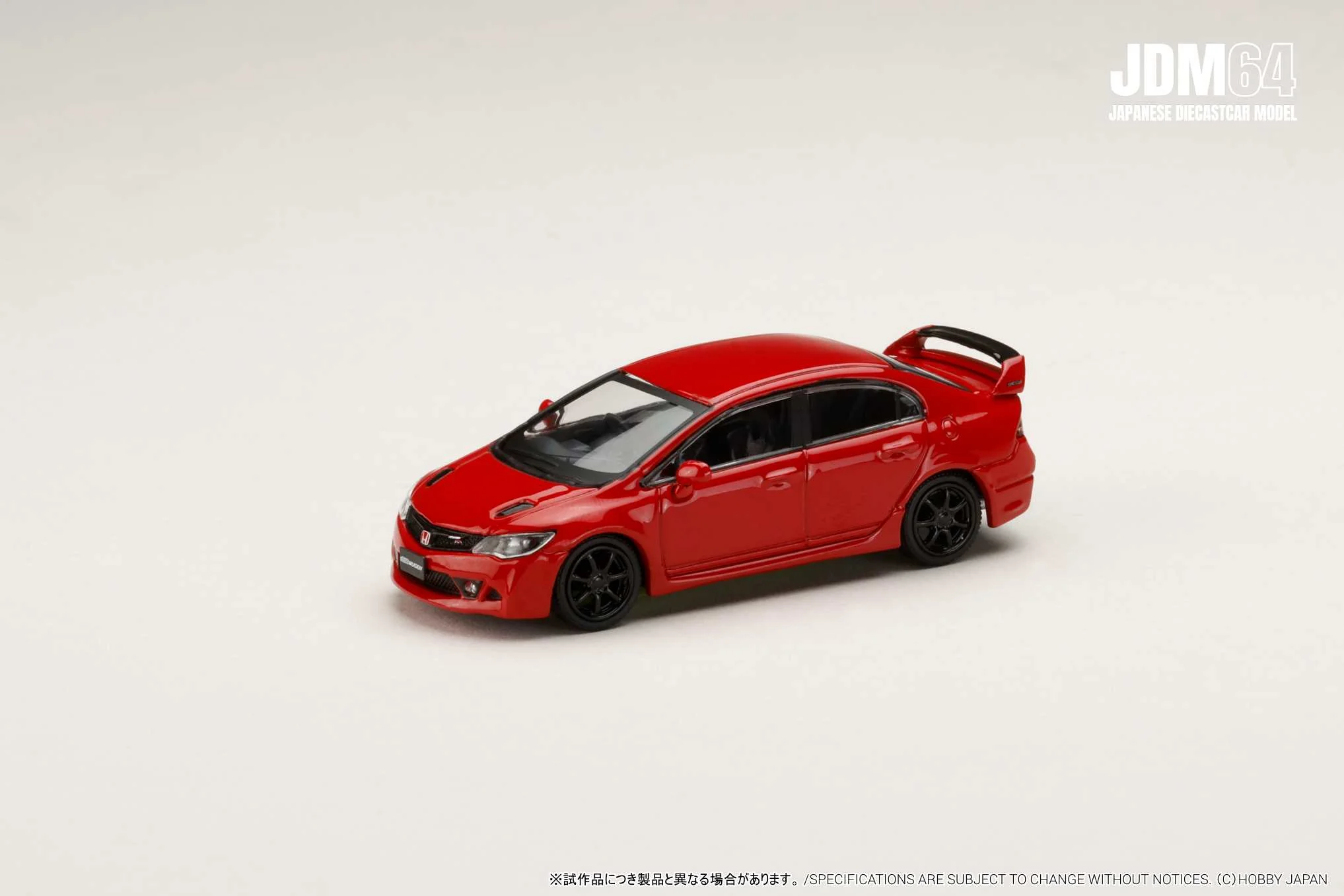 PREORDER HOBBY JAPAN JDM64 1/64 Honda CIVIC MUGEN RR (FD2) Milano Red HJDM009-15 (Approx. Release Date : Q2 2026 subjects to the manufacturer's final decision) - Image 2