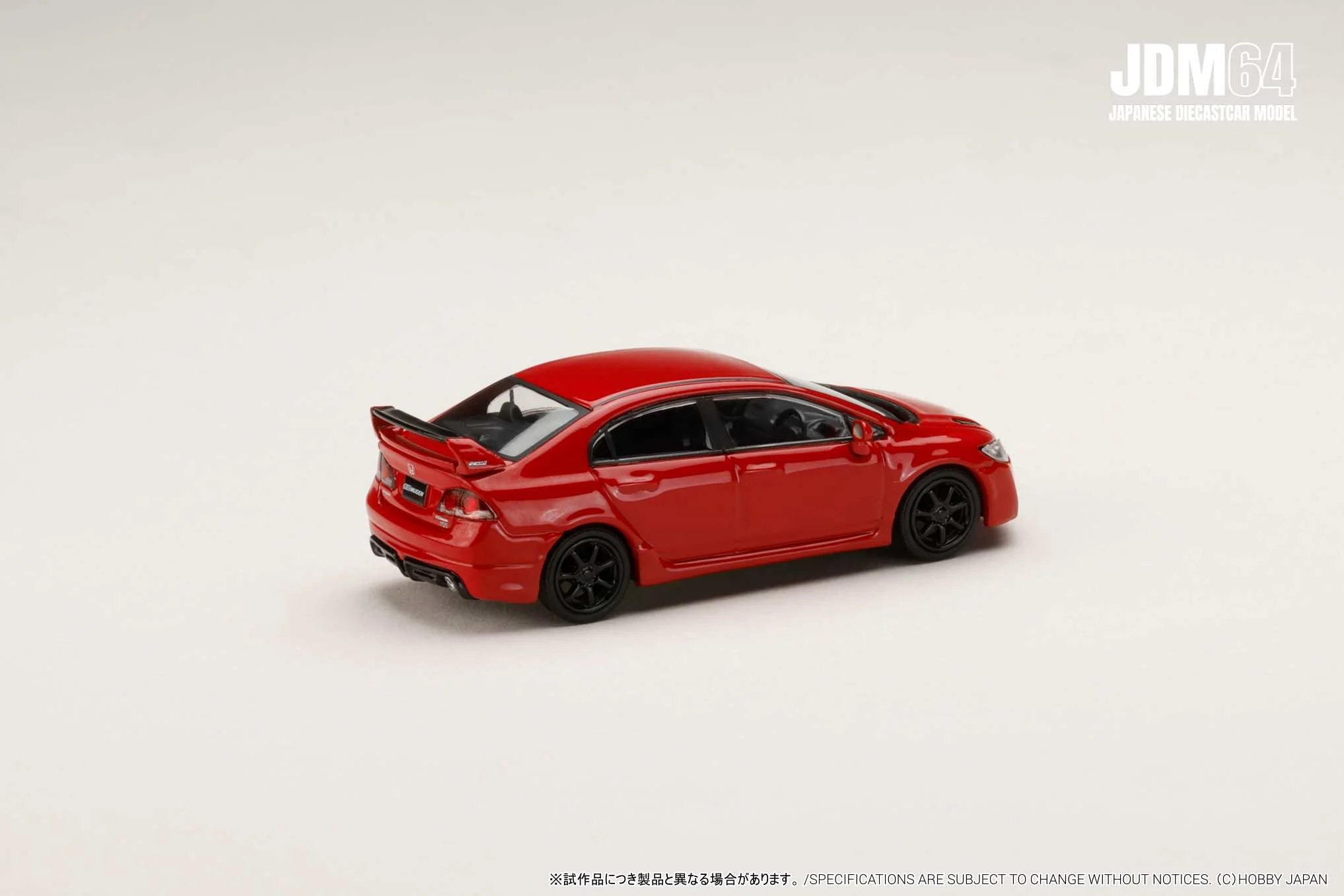 PREORDER HOBBY JAPAN JDM64 1/64 Honda CIVIC MUGEN RR (FD2) Milano Red HJDM009-15 (Approx. Release Date : Q2 2026 subjects to the manufacturer's final decision) - Image 3