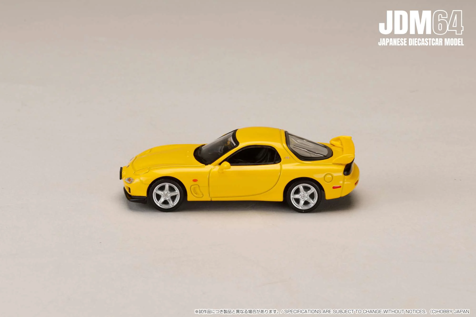 HOBBY JAPAN JDM64 1/64 MAZDA RX-7 (FD3S) Type R Bathurst R SUNBURST YELLOW HJDM007A-14 - Image 2