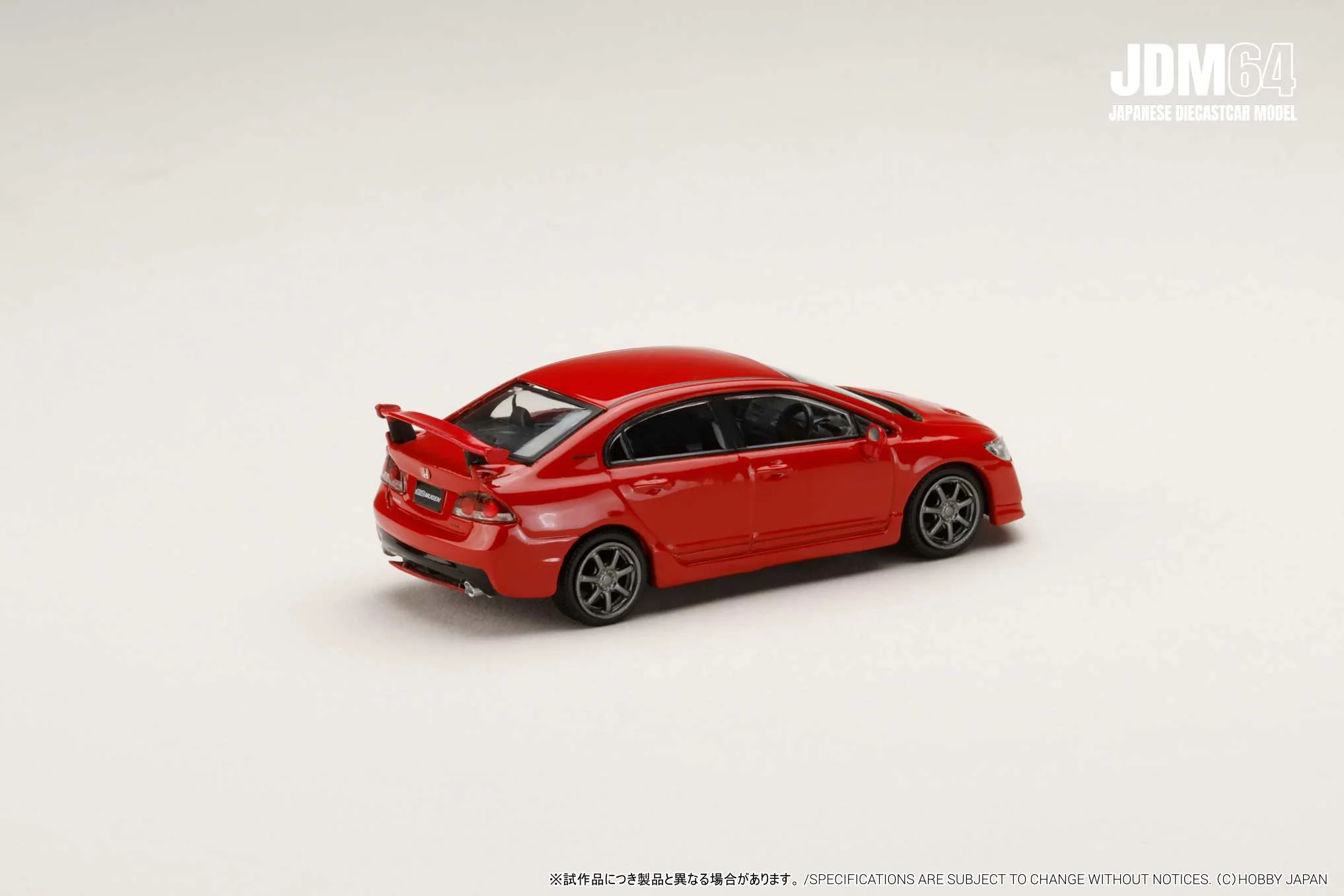 PREORDER HOBBY JAPAN JDM64 1/64 MUGEN CIVIC TYPE R (FD2) Milano Red HJDM010-18 (Approx. Release Date : Q2 2026 subjects to the manufacturer's final decision) - Image 2