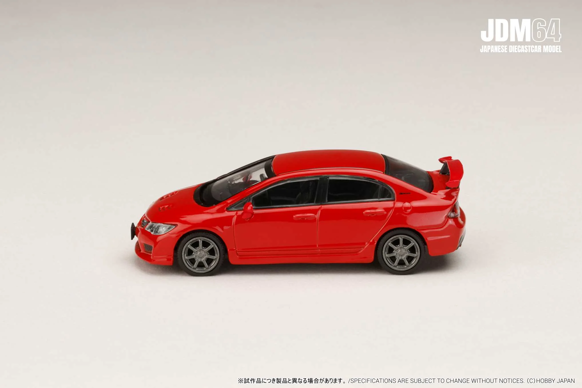 PREORDER HOBBY JAPAN JDM64 1/64 MUGEN CIVIC TYPE R (FD2) Milano Red HJDM010-18 (Approx. Release Date : Q2 2026 subjects to the manufacturer's final decision) - Image 4