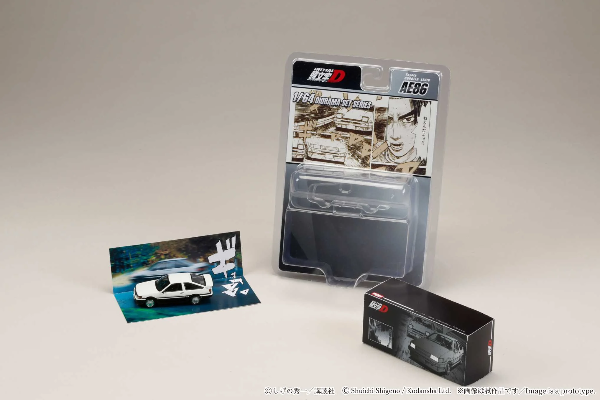 PREORDER HOBBY JAPAN JDM64 1/64 Toyota COROLLA LEVIN (AE86) / Initial D Wataru Akiyama vs Takumi Fujiwara (Includes 2 random cards) HJDMD008B (Approx. Release Date : Q3 2026 subjects to the manufacturer's final decision) - Image 2