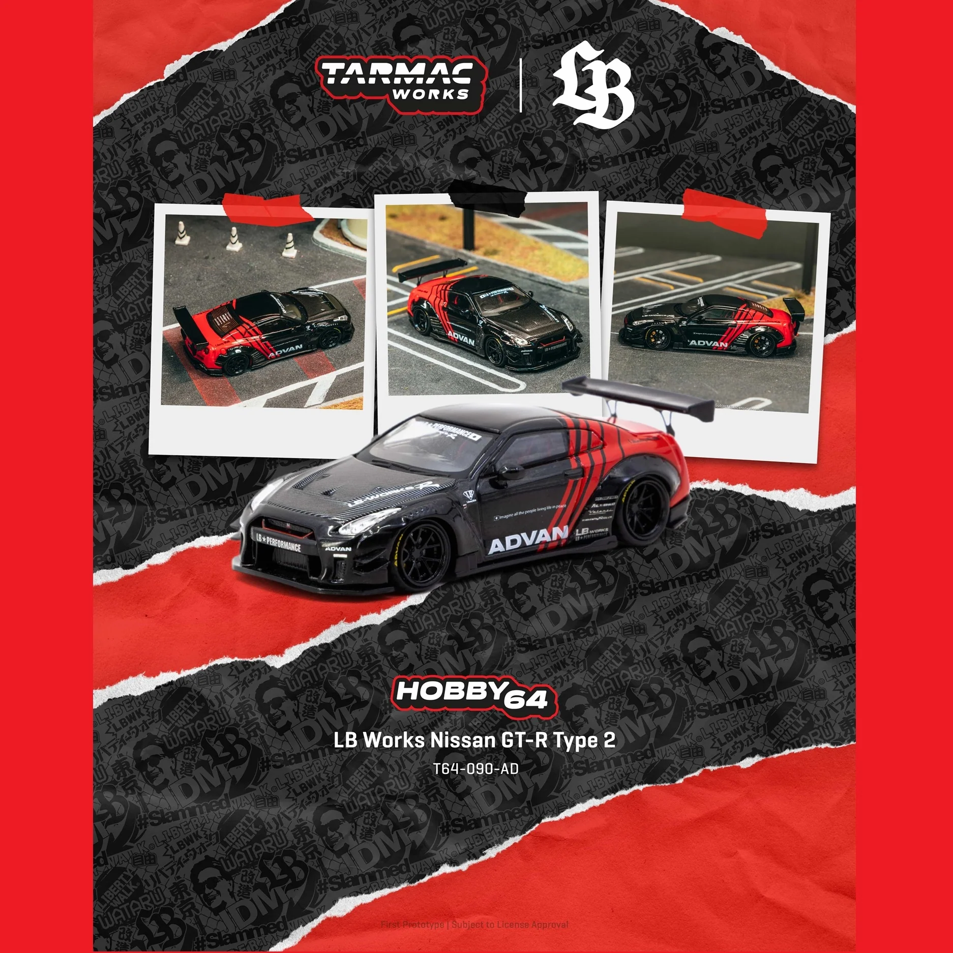 PREORDER HOBBY64 1/64 LB Works Nissan GT-R Type 2 Advan T64-090-AD (Approx. Release Date : JULY 2026 subject to manufacturer's final decision)