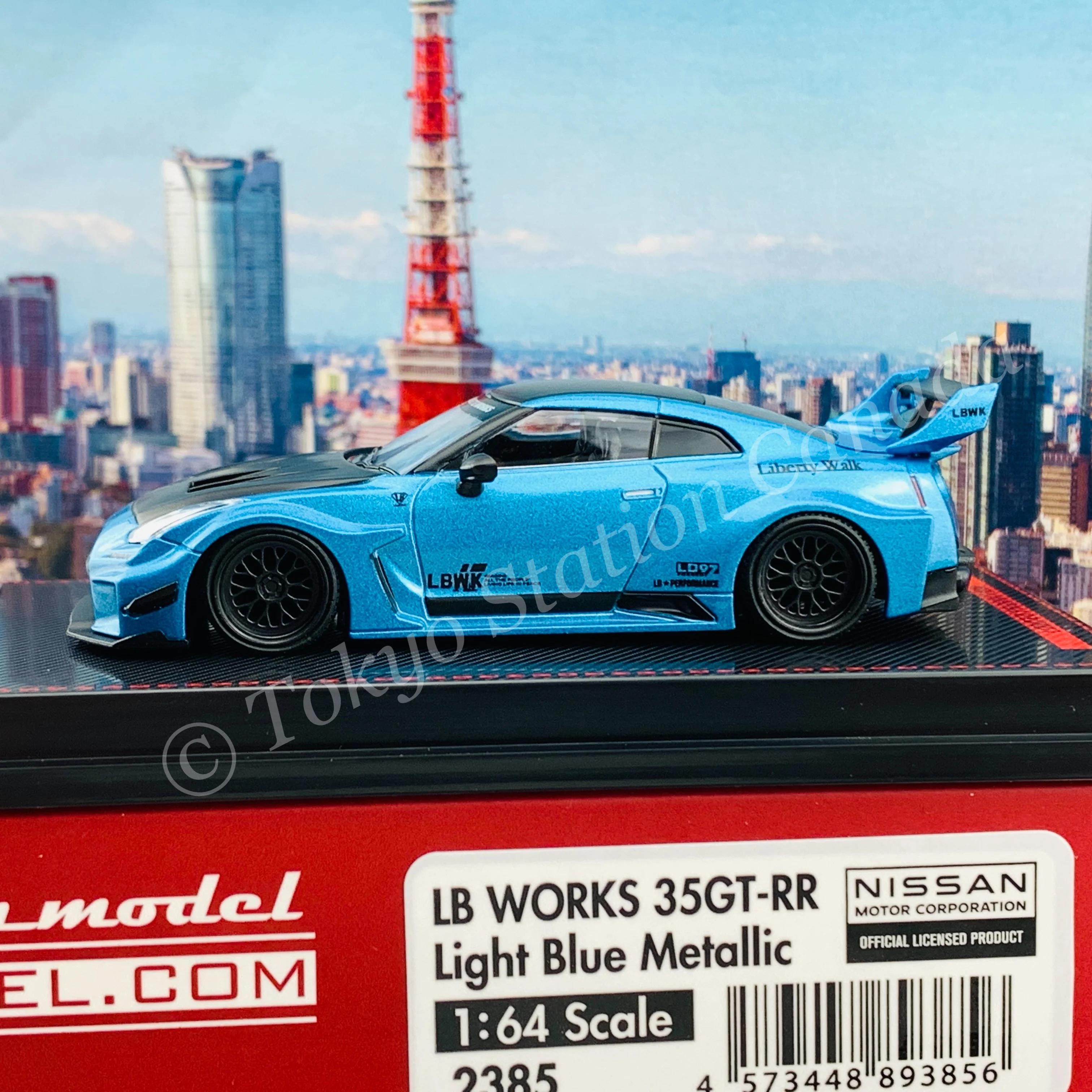 Ignition Model 1/64 LB-Silhouette WORKS GT Nissan 35GT-RR Light Blue Metallic IG2385 - Image 3