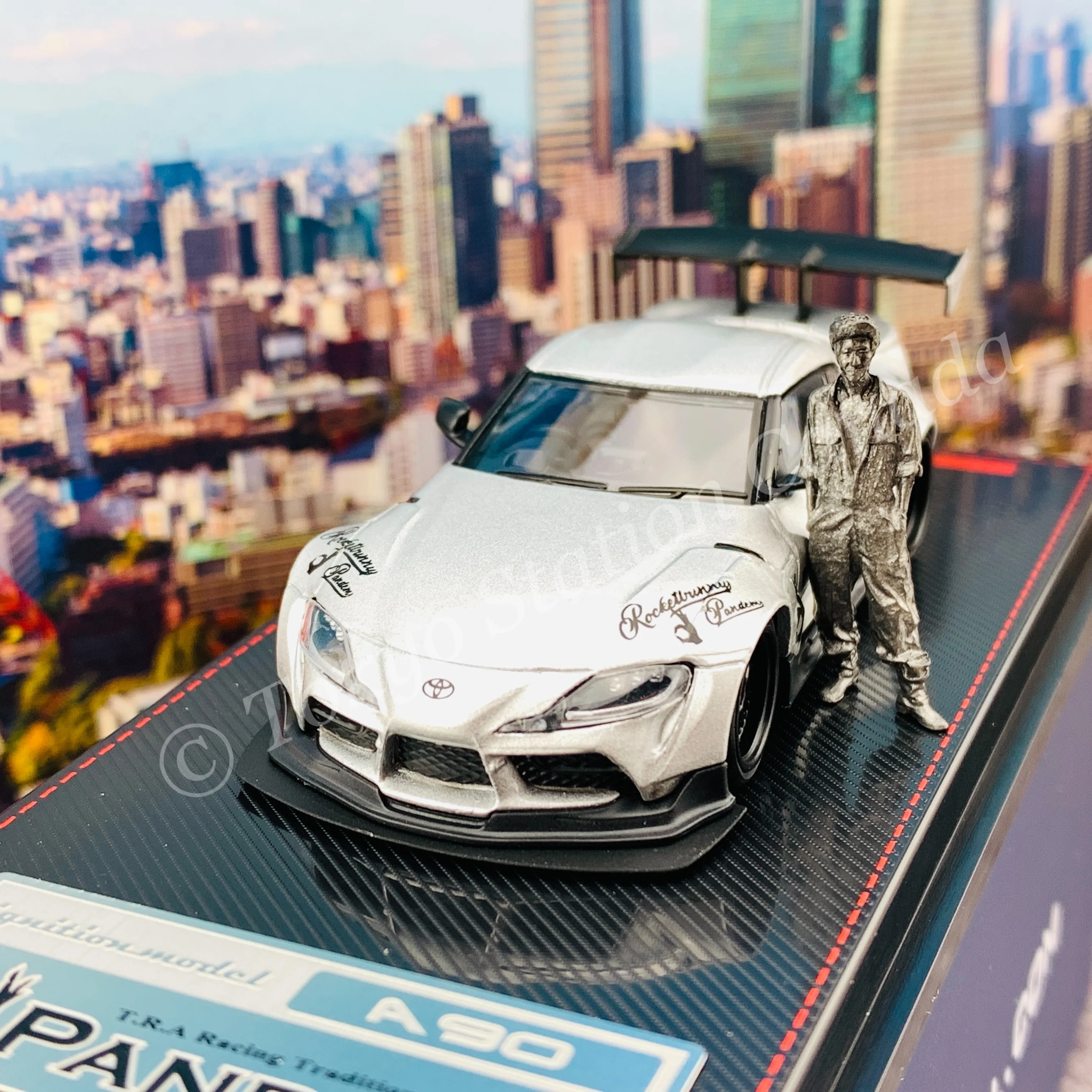 Ignition Model 1/64 PANDEM Supra (A90) Silver with Mr. Miura metal figurine IG2338 - Image 2