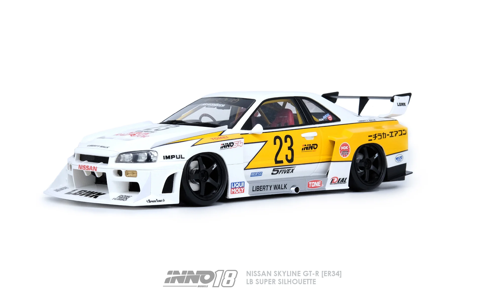 INNO18 1/18 RESIN NISSAN SKYLINE "LBWK" (ER34) SUPER SILHOUETTE HOSHINO RETRO LIVERY IN18R-R34-LBSS - Image 2