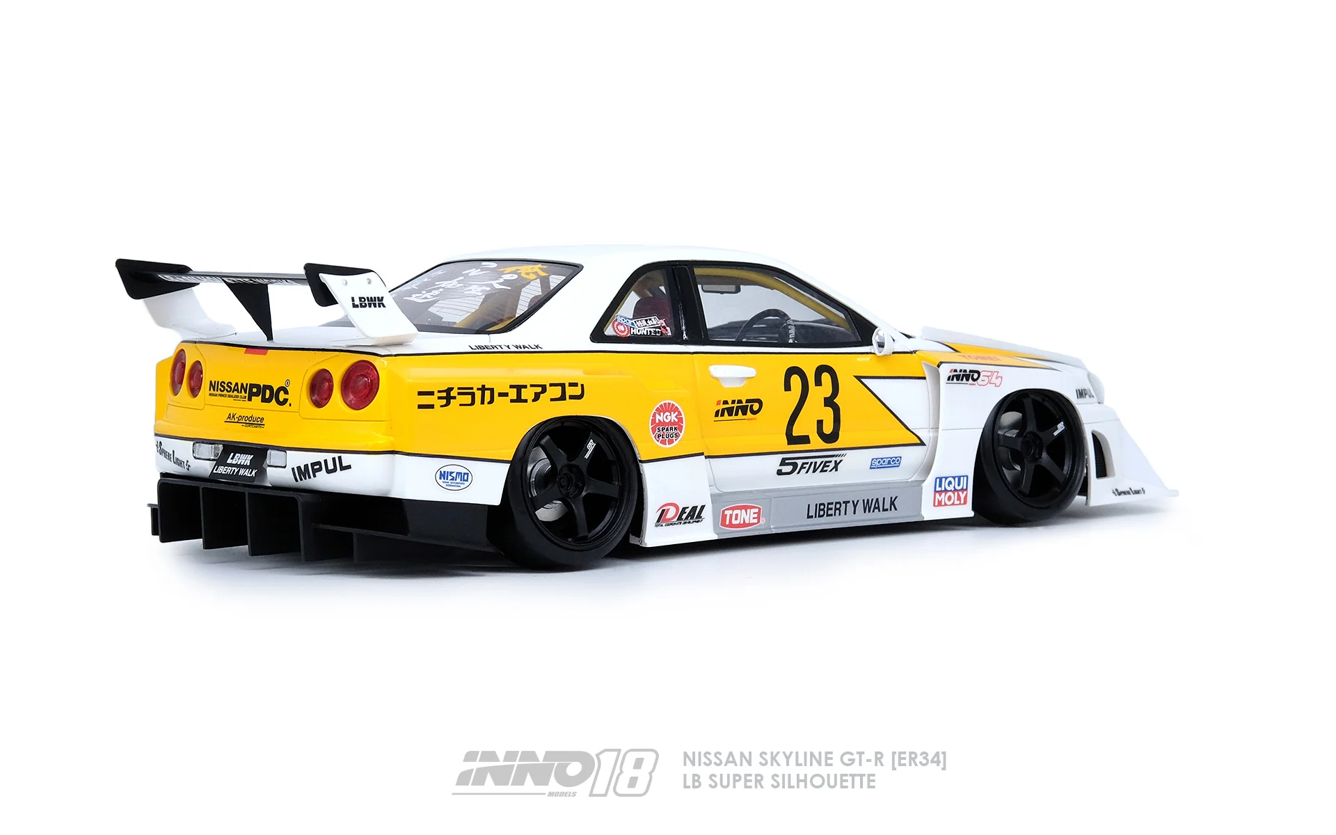 INNO18 1/18 RESIN NISSAN SKYLINE "LBWK" (ER34) SUPER SILHOUETTE HOSHINO RETRO LIVERY IN18R-R34-LBSS - Image 3