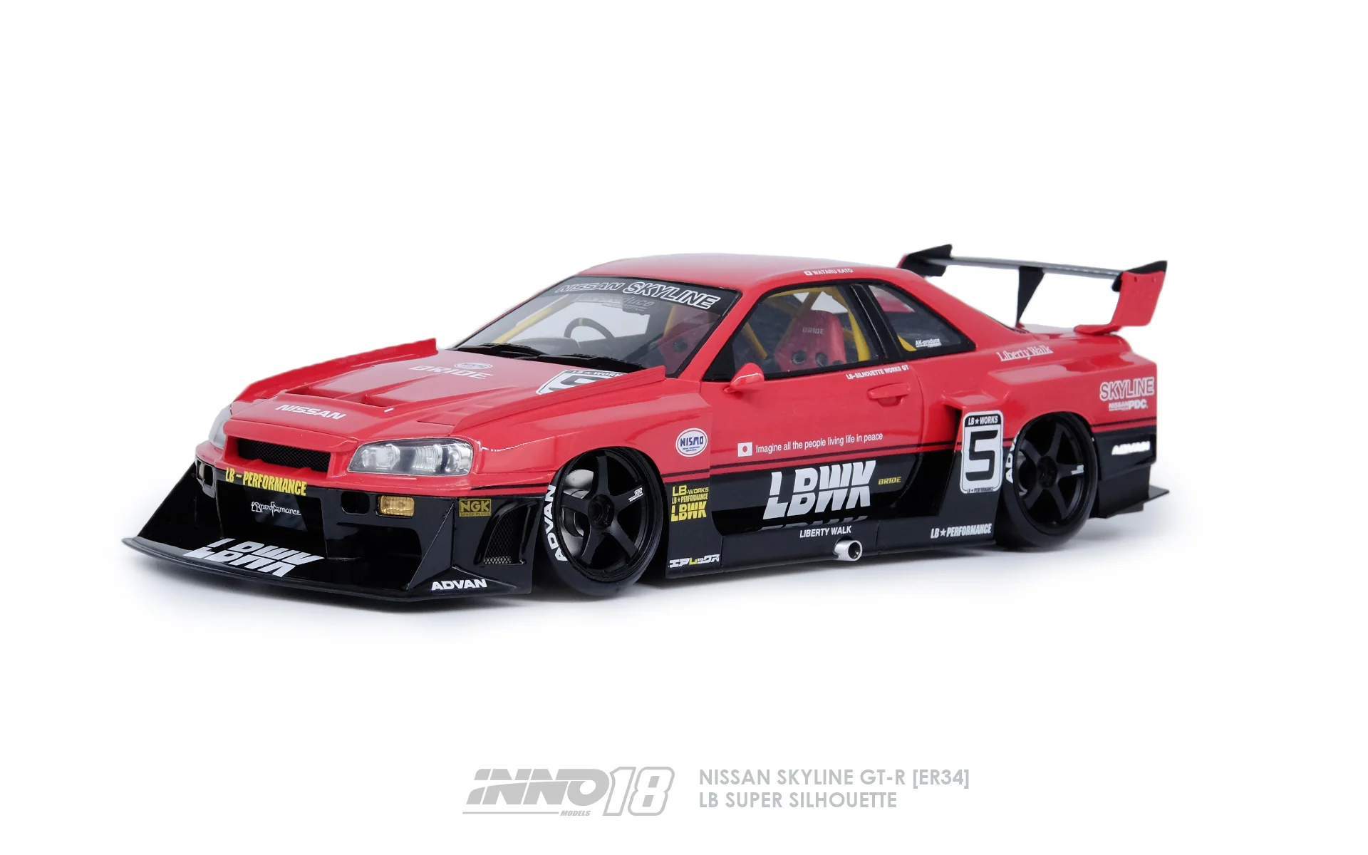INNO18 1/18 RESIN NISSAN SKYLINE "LBWK" (ER34) SUPER SILHOUETTE IN18R-R34-LBWK - Image 2