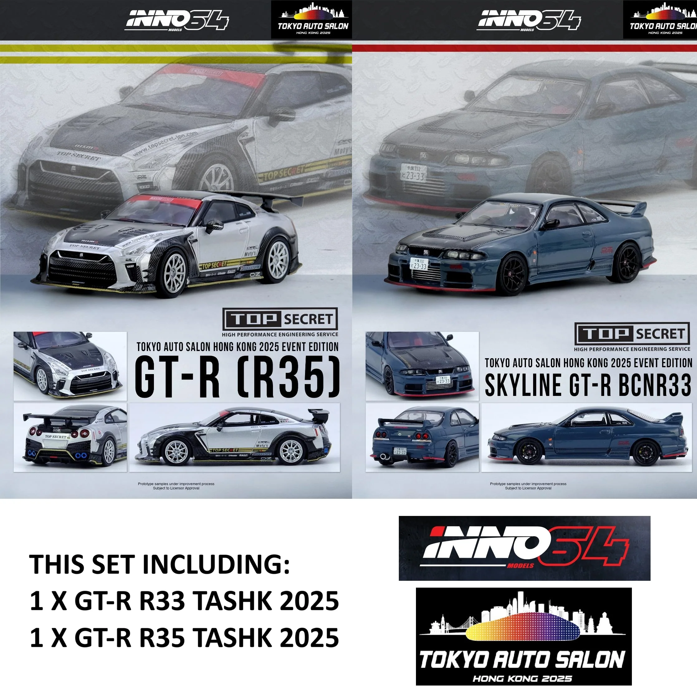 INNO64 1/64 GT-R R33 and R35 set of 2 TASHK 2025