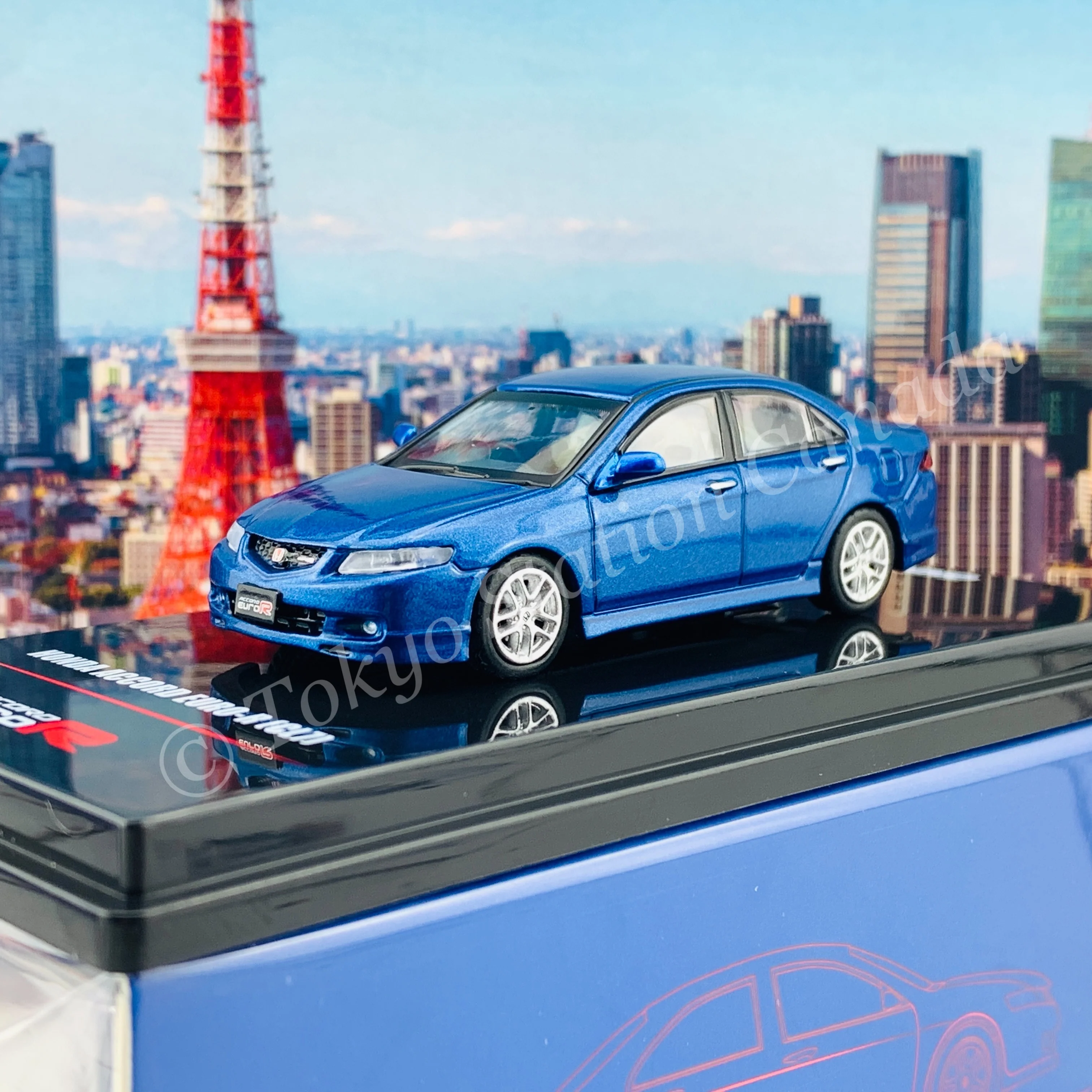 INNO64 1/64 HONDA ACCORD Euro-R (CL7) Artic Blue Pearl W/ Extra Wheels & Extra Water Decals IN64-CL7-BLU - Image 2