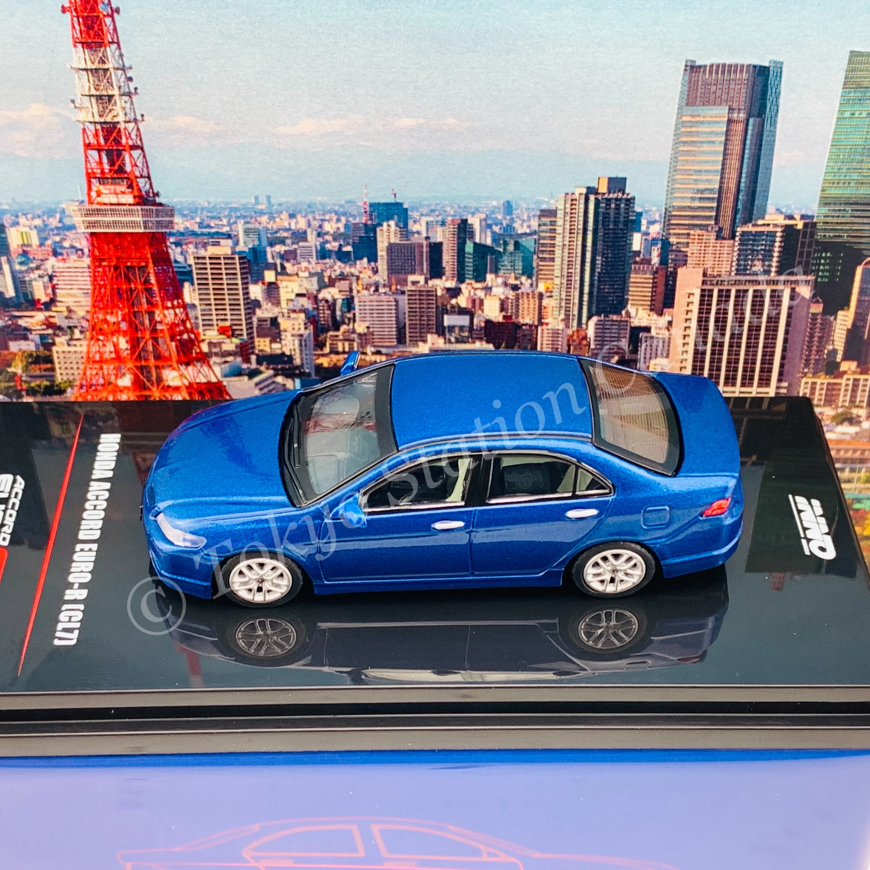 INNO64 1/64 HONDA ACCORD Euro-R (CL7) Artic Blue Pearl W/ Extra Wheels & Extra Water Decals IN64-CL7-BLU - Image 4