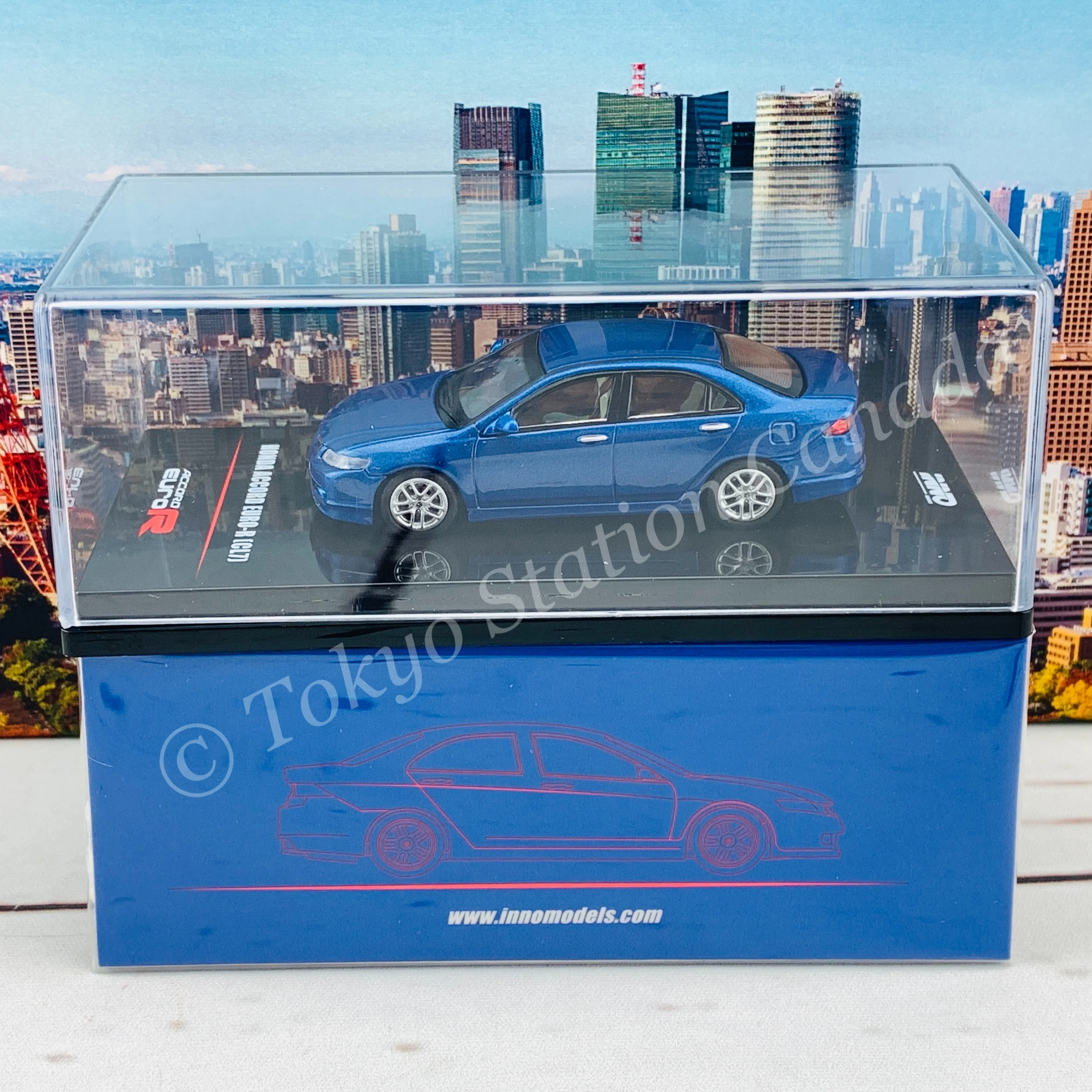 INNO64 1/64 HONDA ACCORD Euro-R (CL7) Artic Blue Pearl W/ Extra Wheels & Extra Water Decals IN64-CL7-BLU - Image 7
