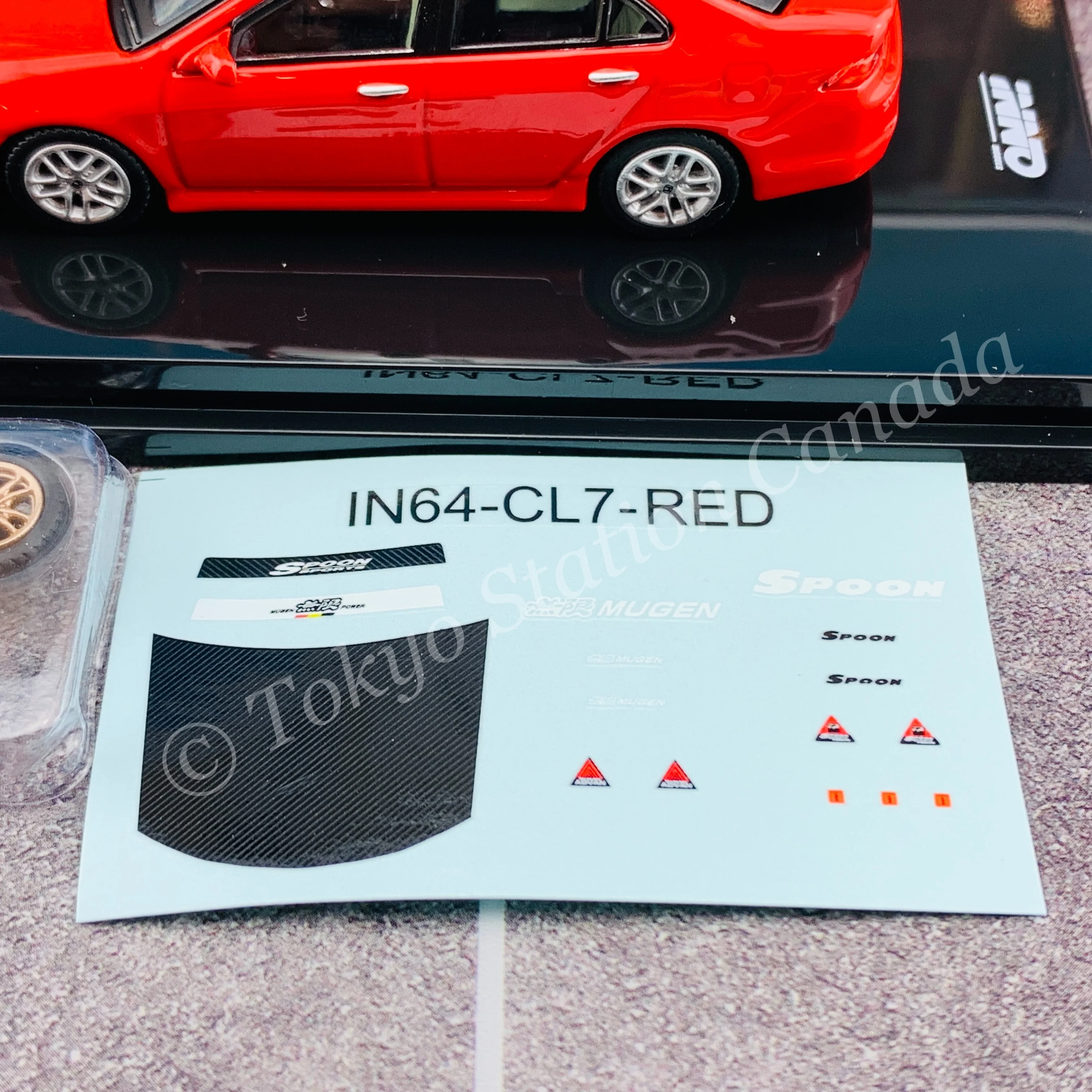 INNO64 1/64 HONDA ACCORD Euro-R CL7 Milano Red With extra wheels and Decals IN64-CL7-RED - Image 3