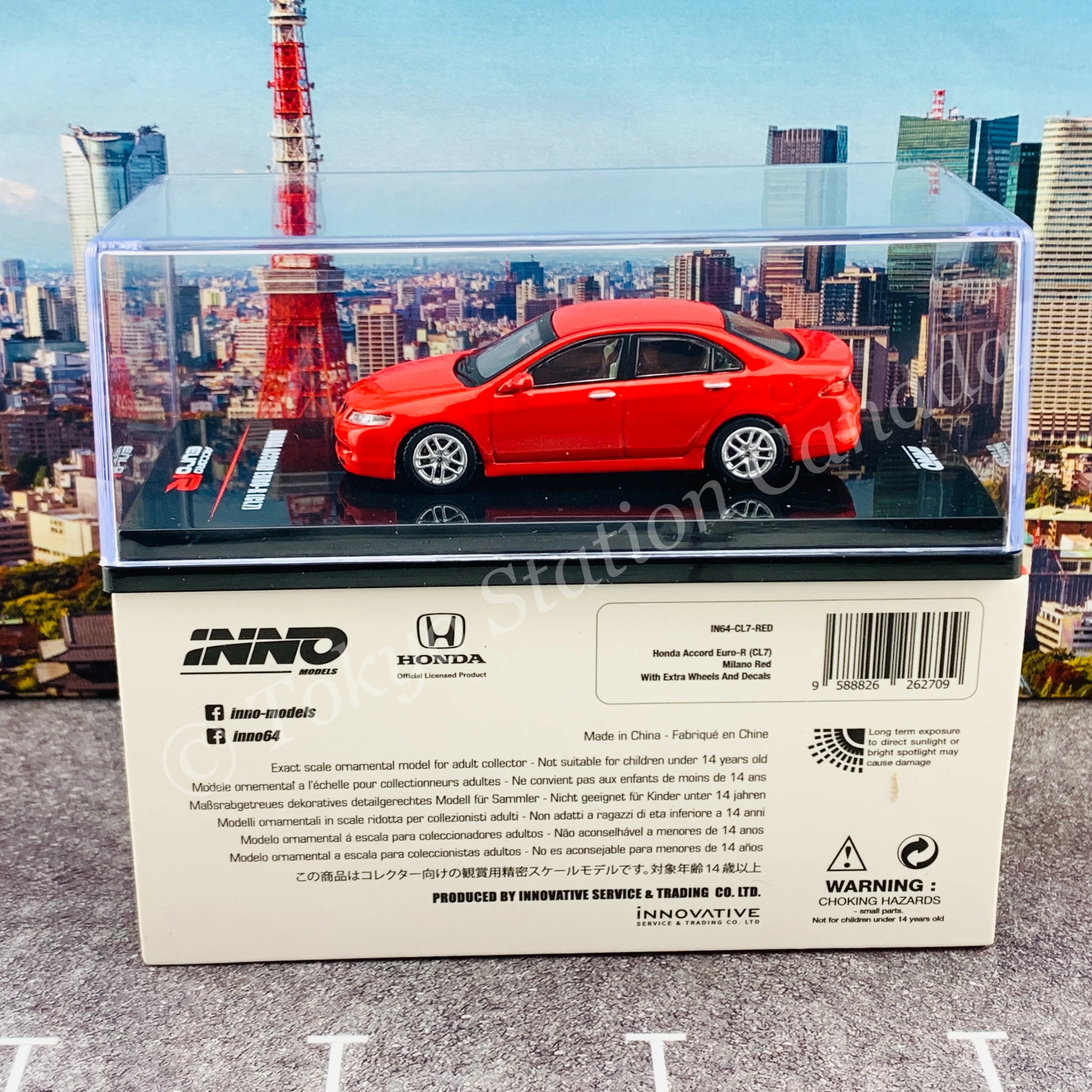 INNO64 1/64 HONDA ACCORD Euro-R CL7 Milano Red With extra wheels and Decals IN64-CL7-RED - Image 8