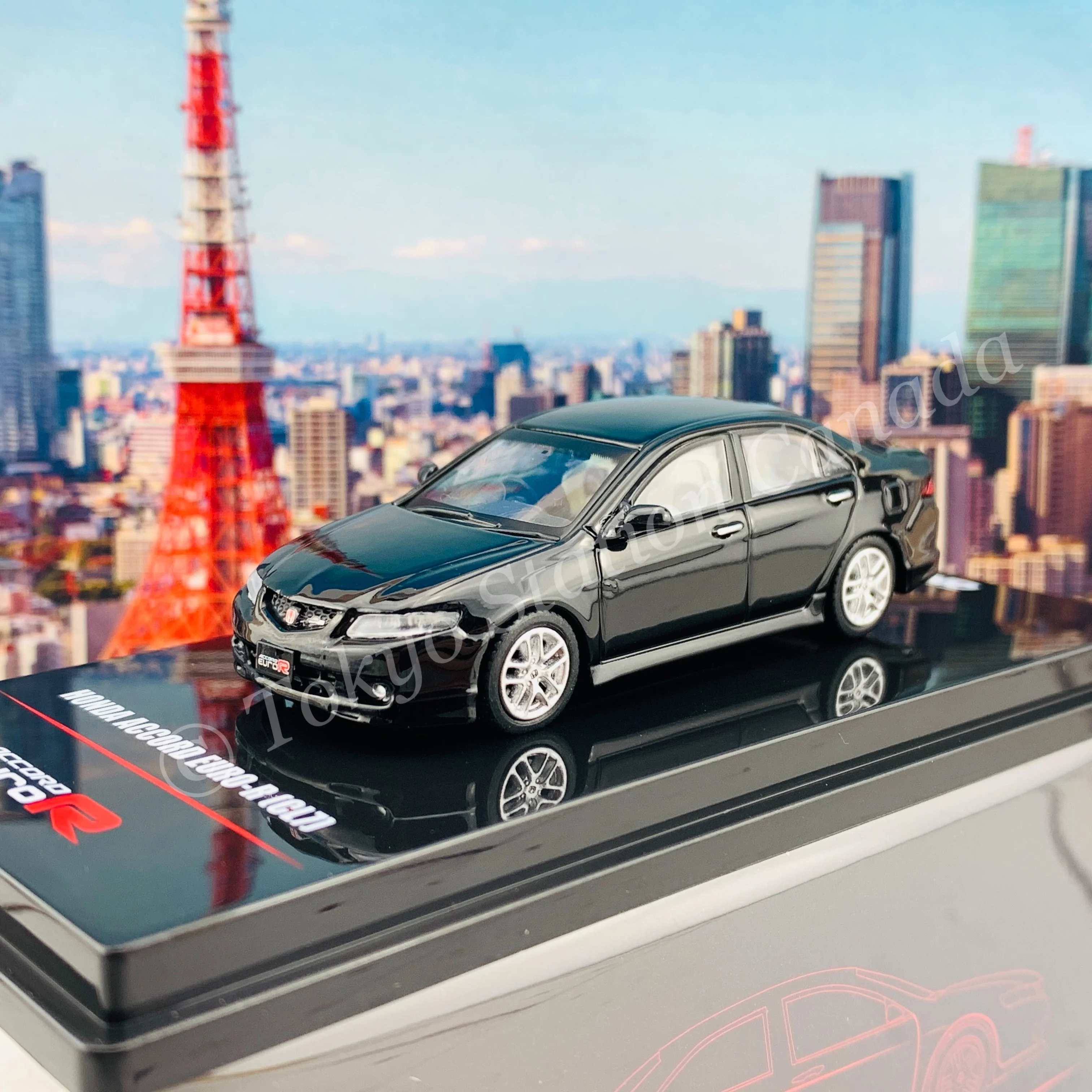 INNO64 1/64 HONDA ACCORD Euro-R (CL7) Nighthawk Black Pearl  W/ Extra Wheels & Extra Water Decals IN64-CL7-BLA - Image 2