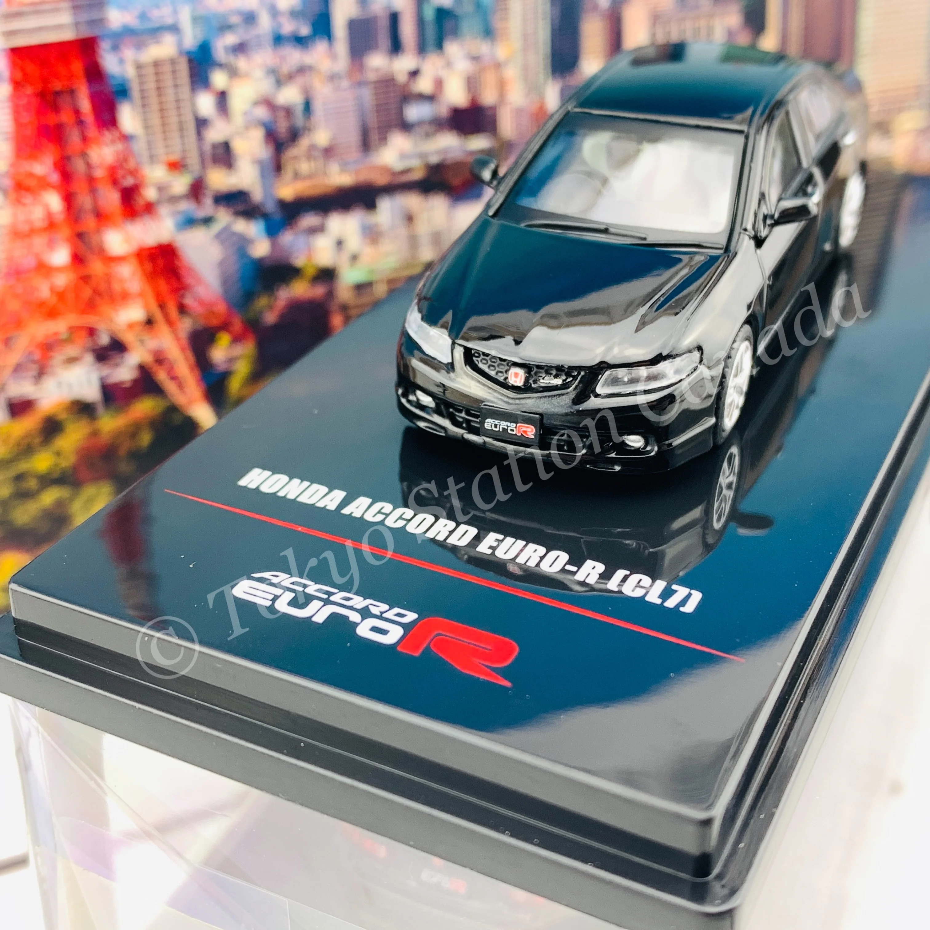 INNO64 1/64 HONDA ACCORD Euro-R (CL7) Nighthawk Black Pearl  W/ Extra Wheels & Extra Water Decals IN64-CL7-BLA - Image 3