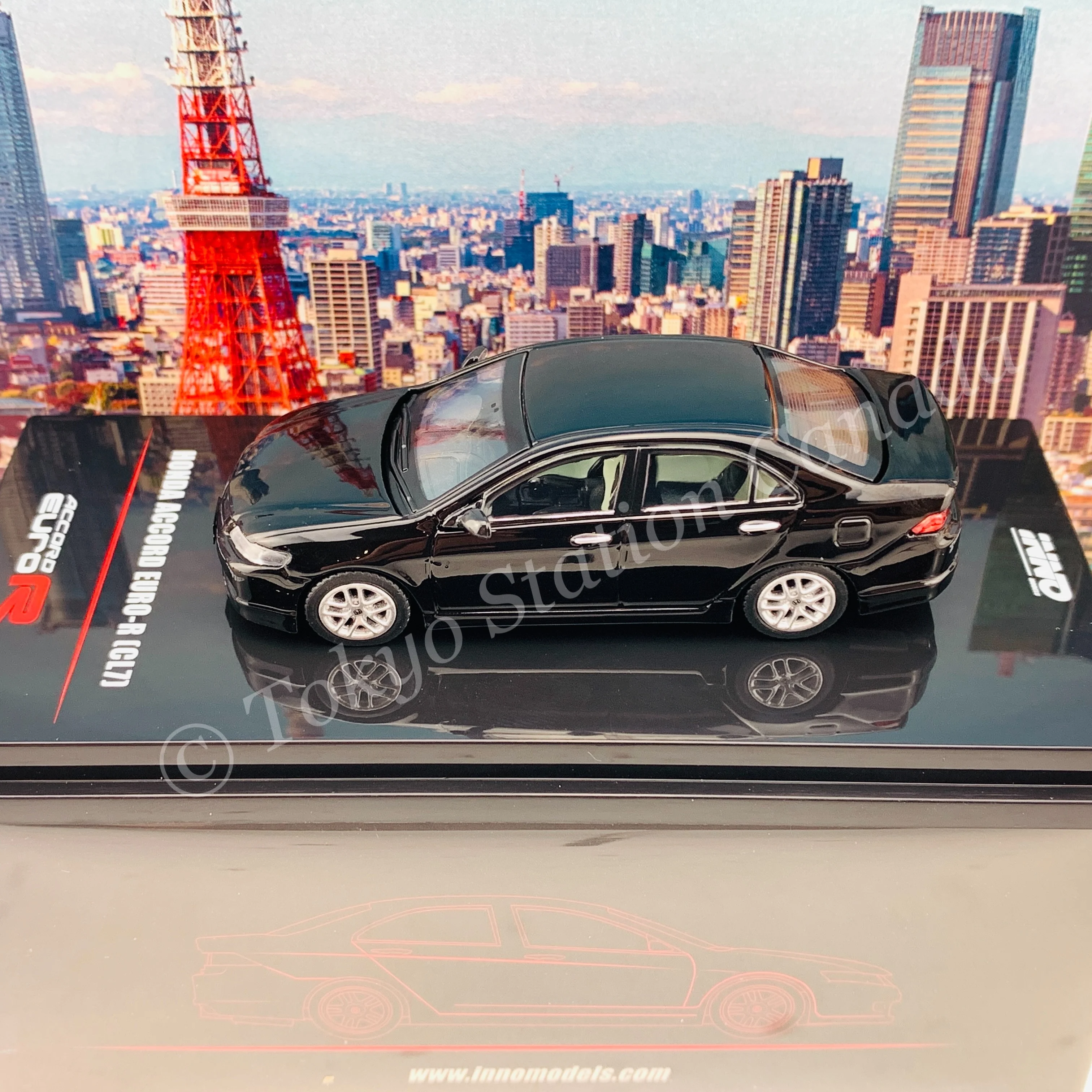 INNO64 1/64 HONDA ACCORD Euro-R (CL7) Nighthawk Black Pearl  W/ Extra Wheels & Extra Water Decals IN64-CL7-BLA - Image 4