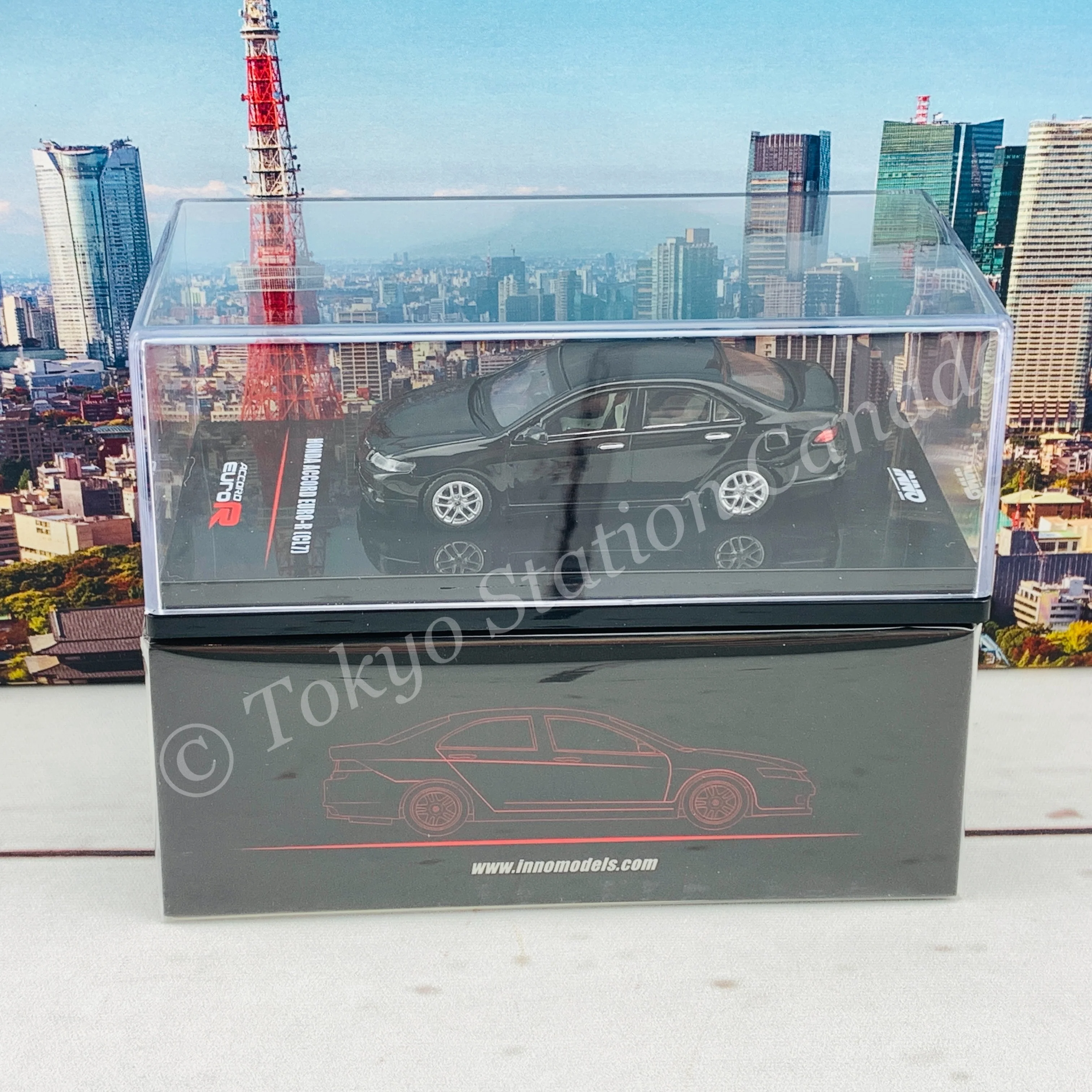 INNO64 1/64 HONDA ACCORD Euro-R (CL7) Nighthawk Black Pearl  W/ Extra Wheels & Extra Water Decals IN64-CL7-BLA - Image 7