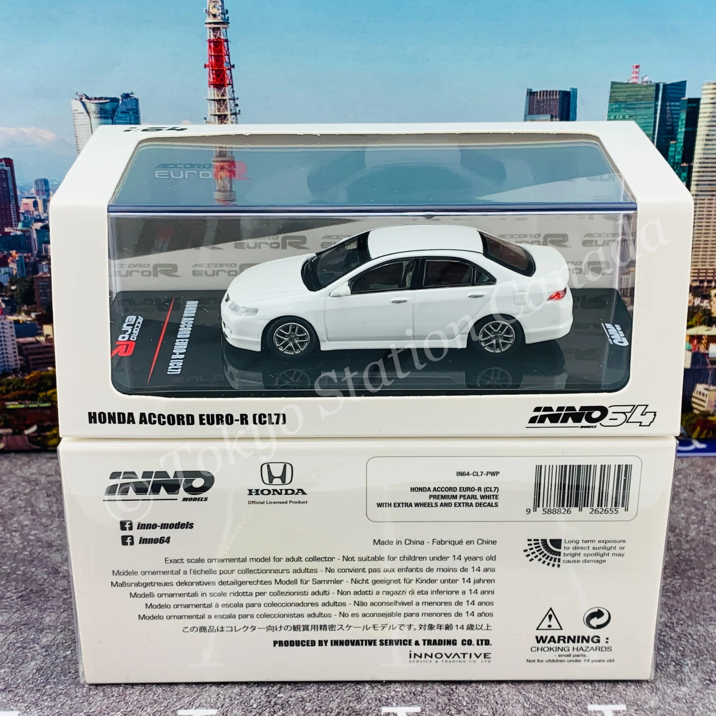 INNO64 1/64 HONDA ACCORD Euro-R CL7 Premium White Pearl W/Extra Wheels and Extra Decals IN64-CL7-PWP - Image 7