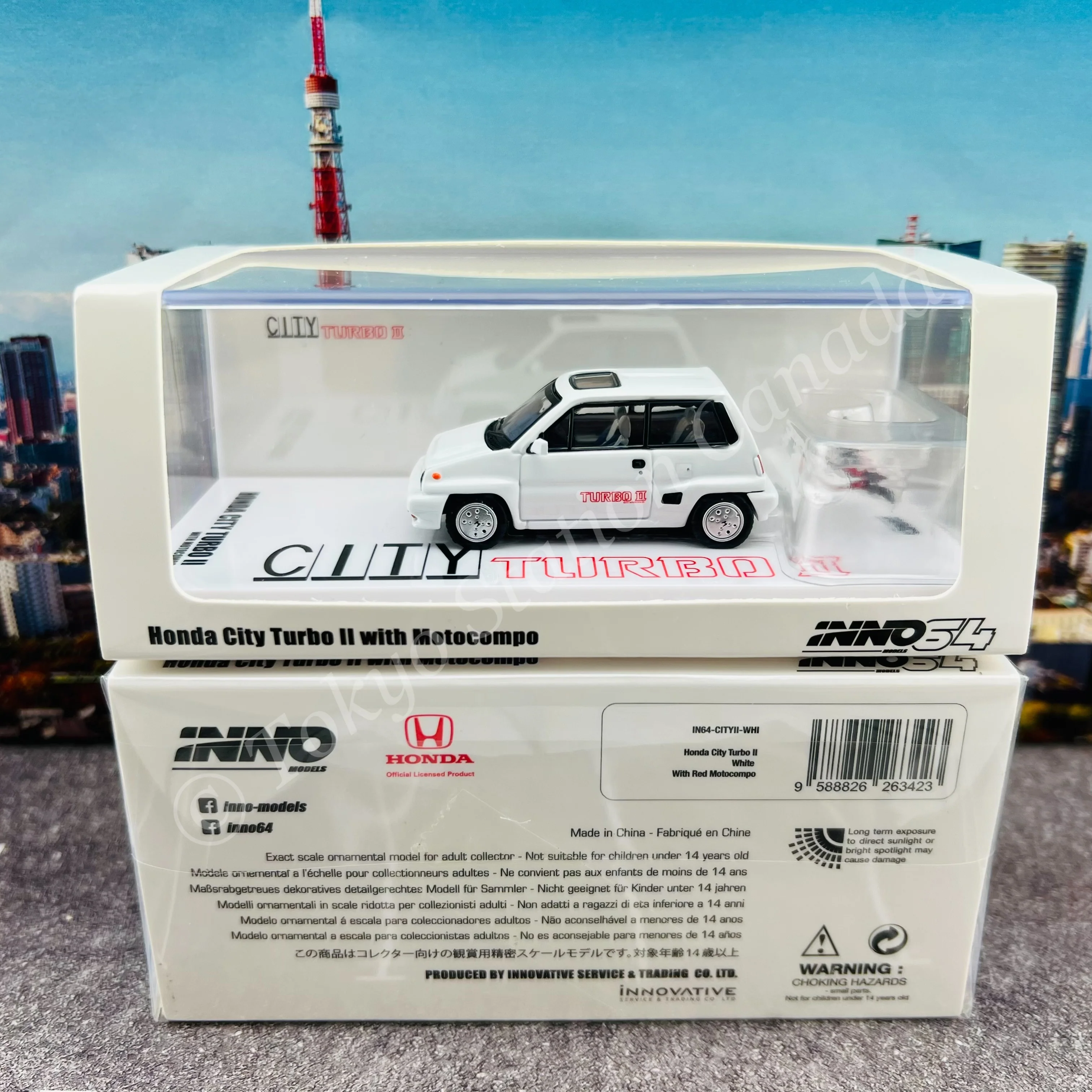 INNO64 1/64 HONDA CITY TURBO II White With Red MOTOCOMPO IN64-CITYII-WHI - Image 8