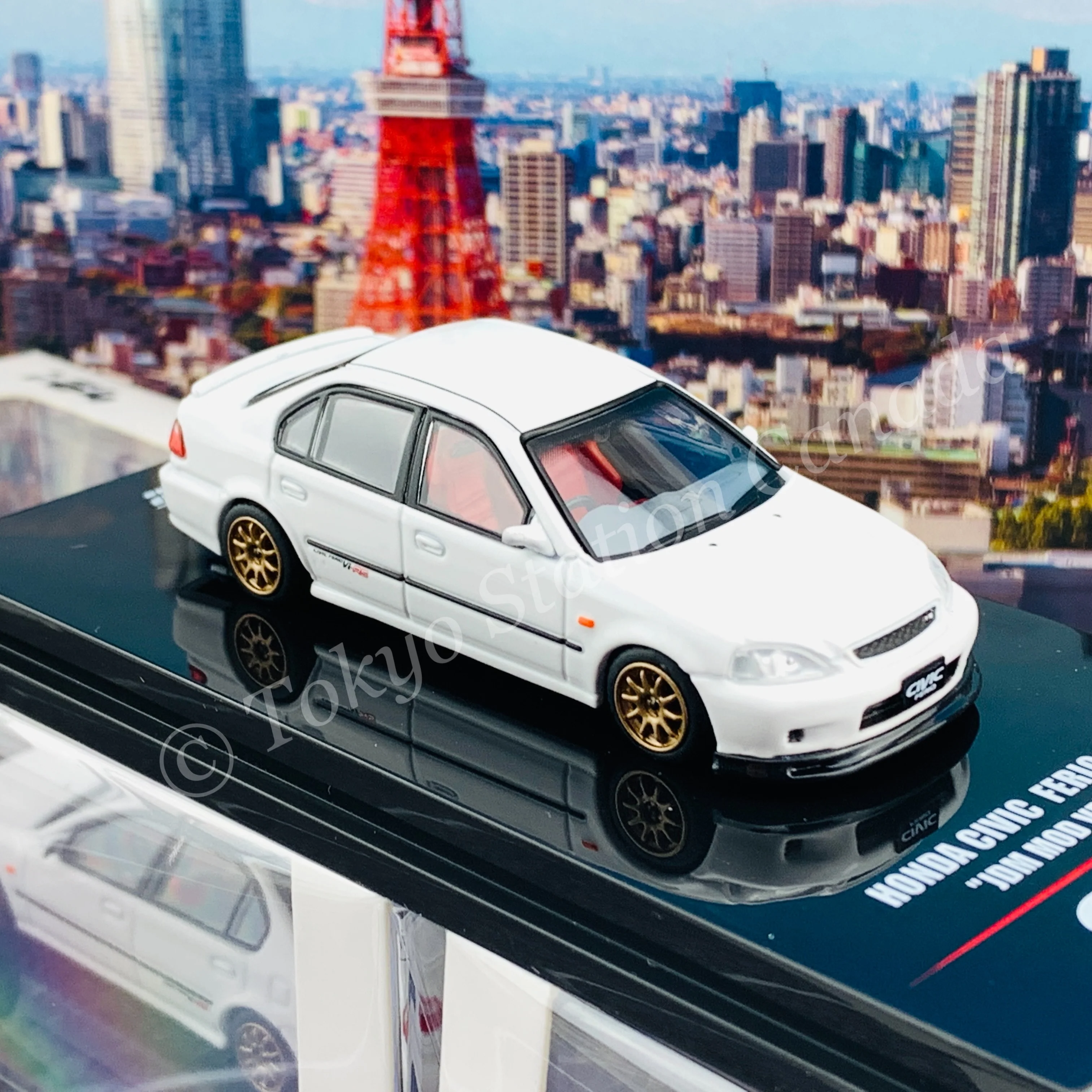 INNO64 1/64 HONDA CIVIC FERIO Vi-RS "JDM MOD VERSION" Championship White With extra wheels and extra decals IN64-EKS-WHI - Image 4