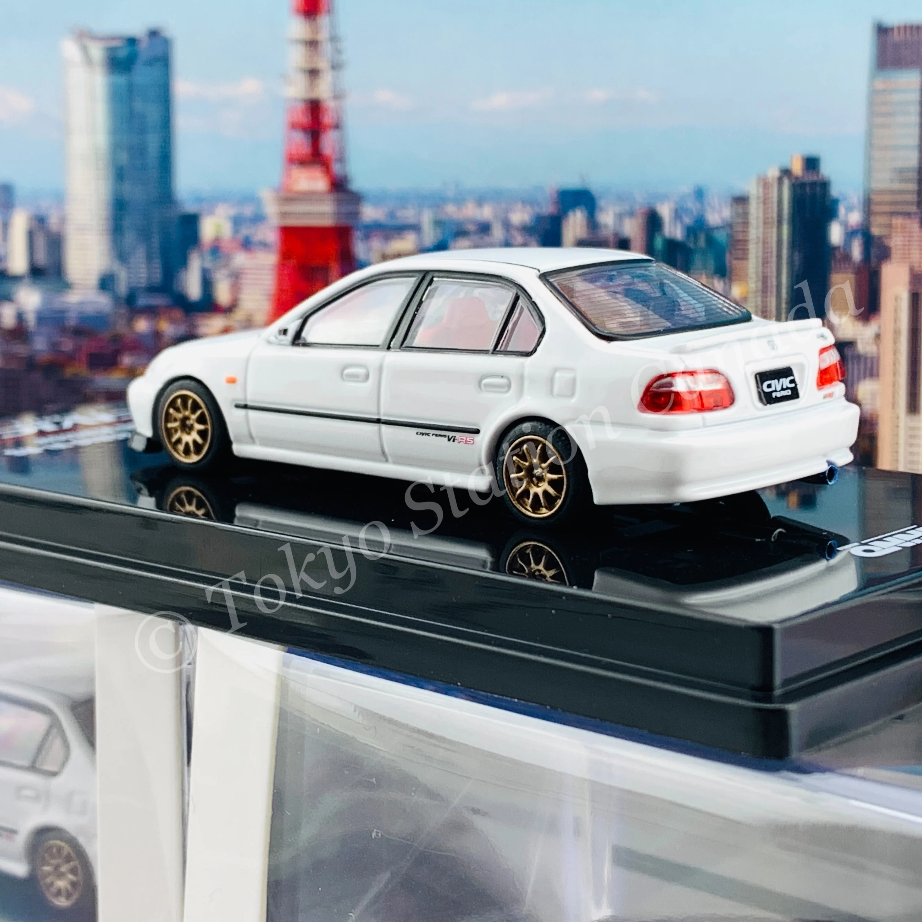 INNO64 1/64 HONDA CIVIC FERIO Vi-RS "JDM MOD VERSION" Championship White With extra wheels and extra decals IN64-EKS-WHI - Image 5