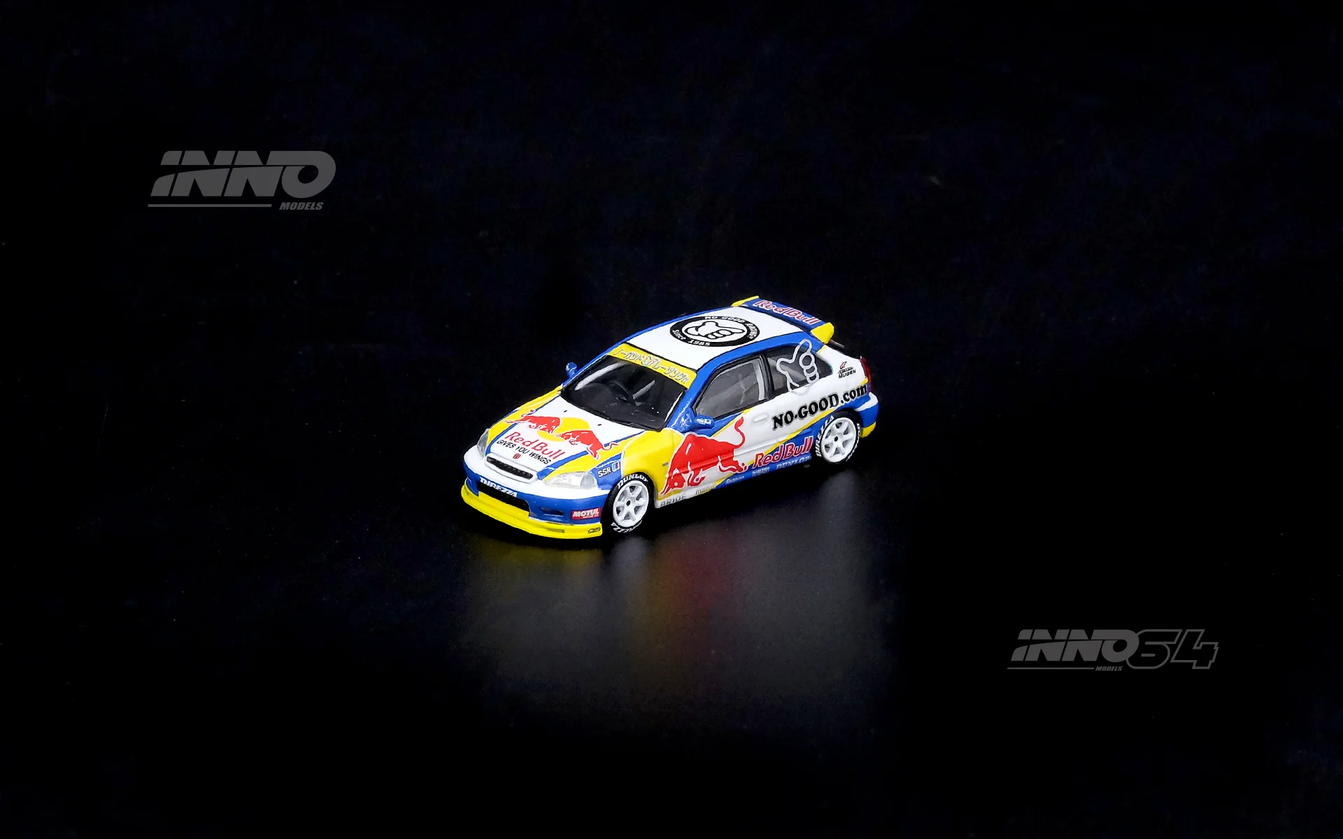 INNO64 1/64 HONDA CIVIC Type-R (EK9) "NO GOOD RACING" Red Bull Livery IN64-EK9-JDM14 - Image 2