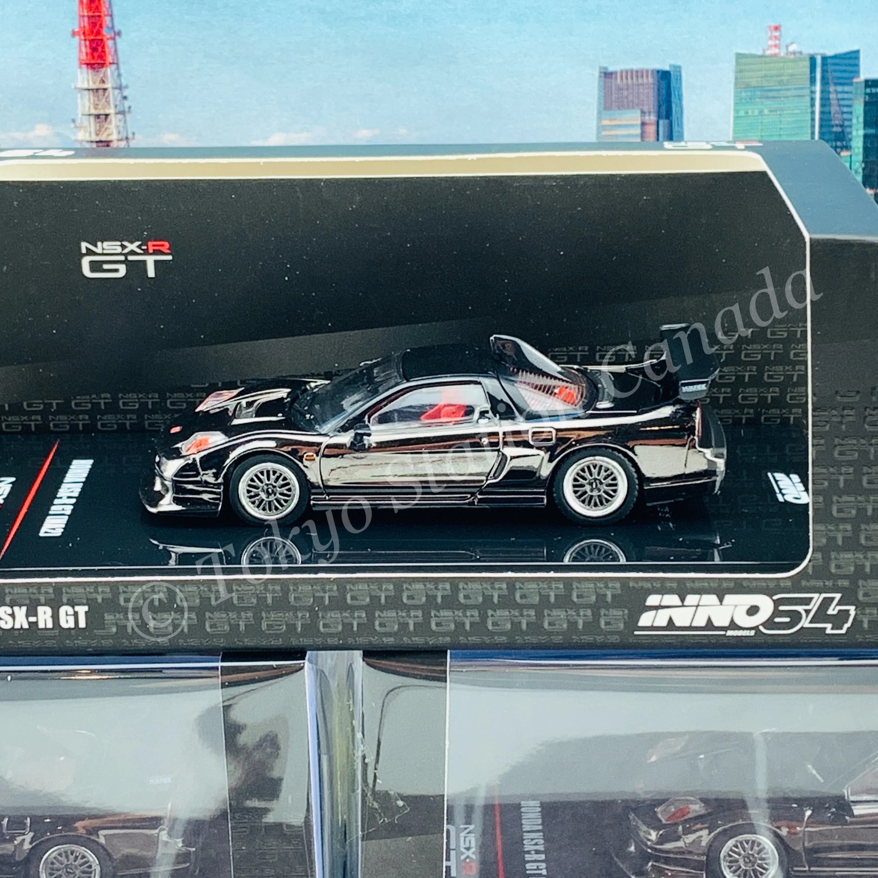 INNO64 1/64 HONDA NSX-R GT (NA2) Black Chrome W/ Extra Wheels IN64-NSXGT-BLACH - Image 2