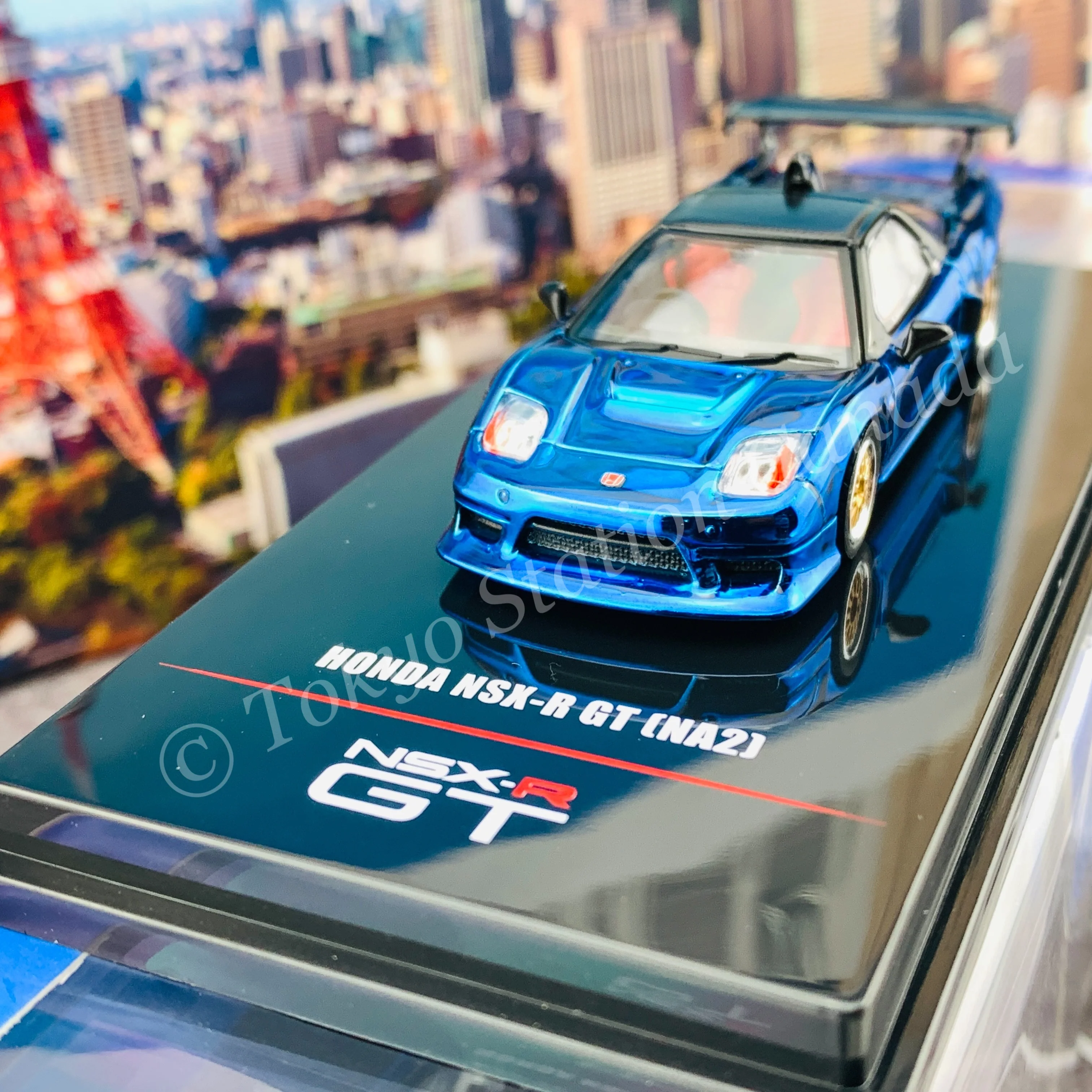 INNO64 1/64 HONDA NSX-R GT (NA2) Blue Chrome W/ Extra Wheels IN64-NSXGT-BLUCH - Image 4