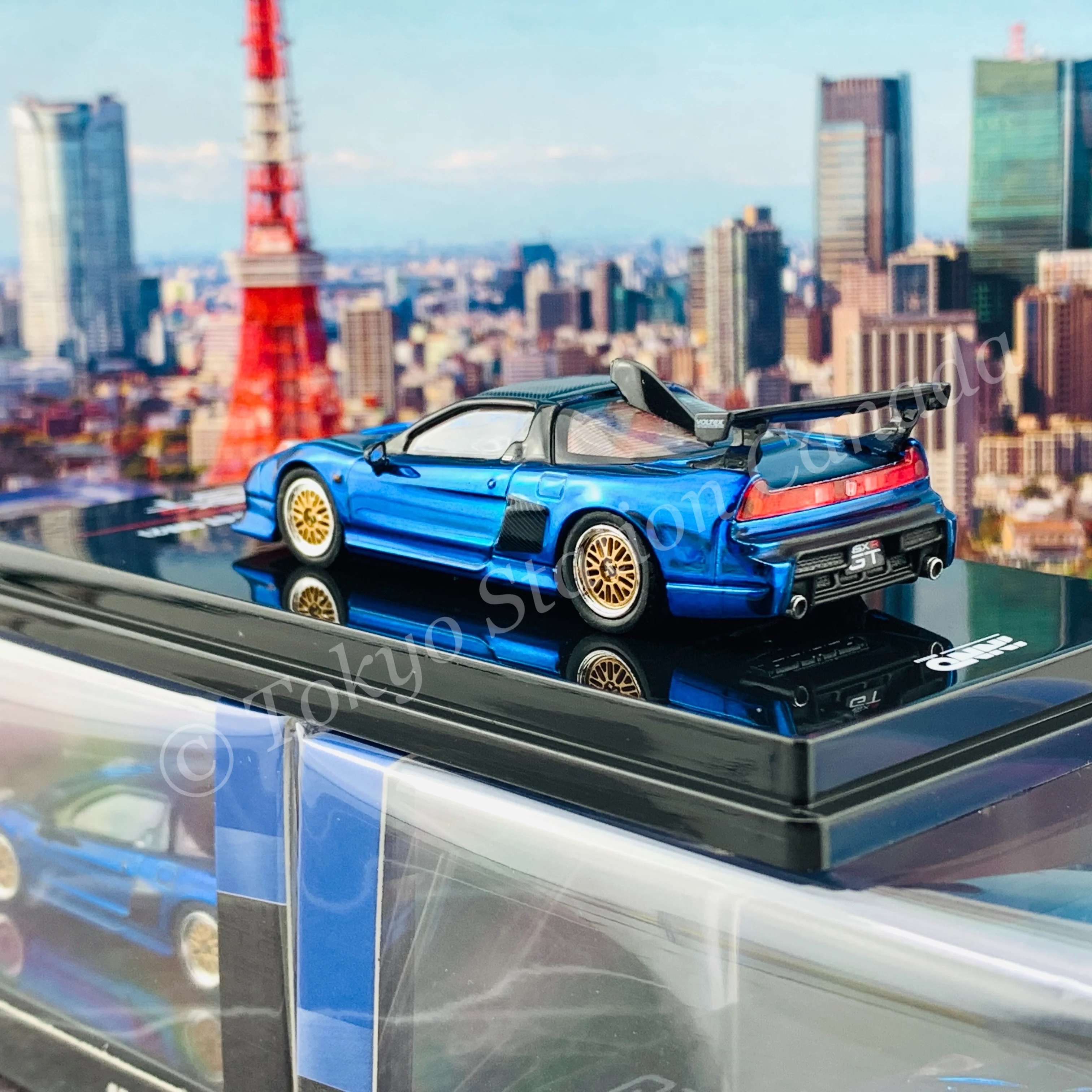 INNO64 1/64 HONDA NSX-R GT (NA2) Blue Chrome W/ Extra Wheels IN64-NSXGT-BLUCH - Image 5