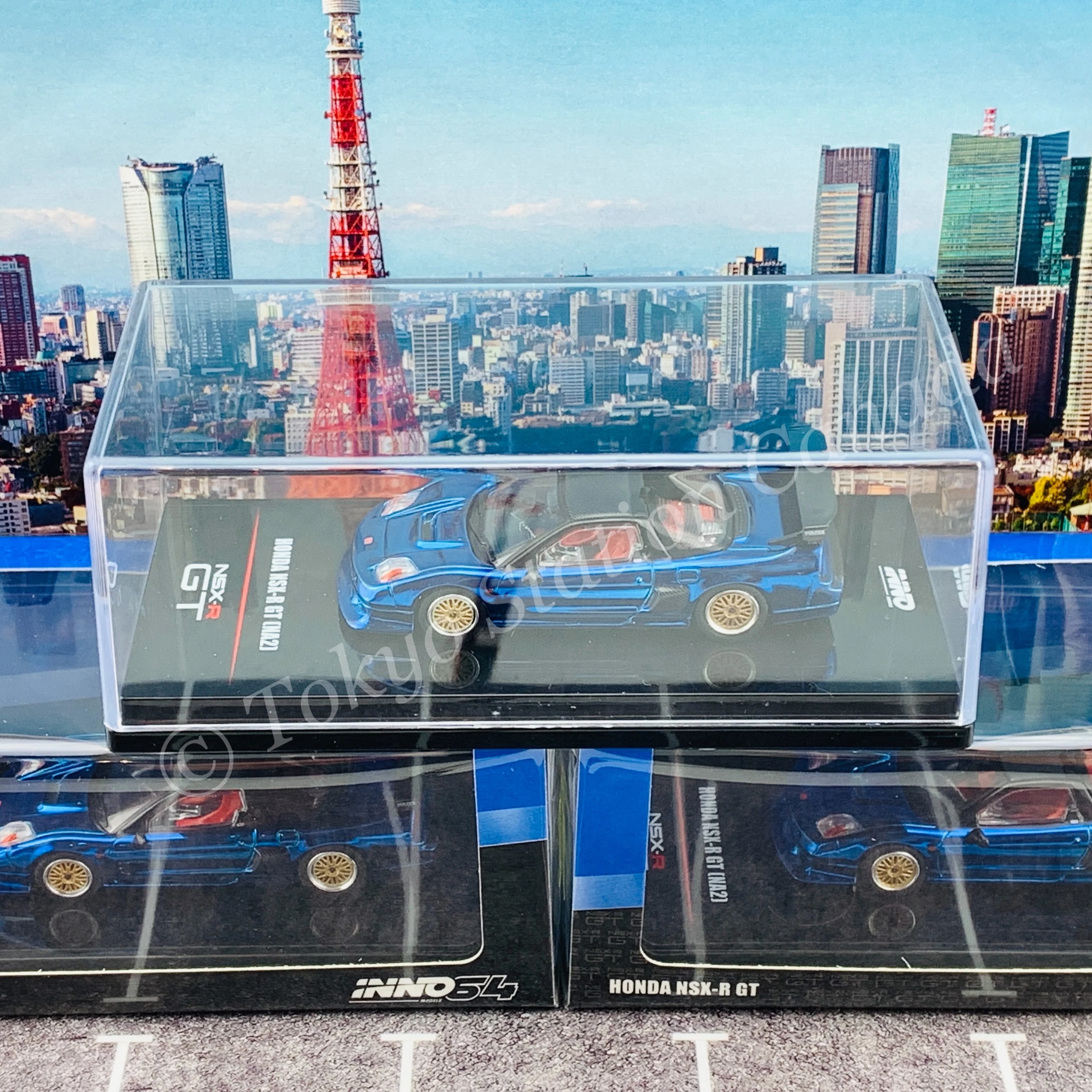 INNO64 1/64 HONDA NSX-R GT (NA2) Blue Chrome W/ Extra Wheels IN64-NSXGT-BLUCH - Image 7