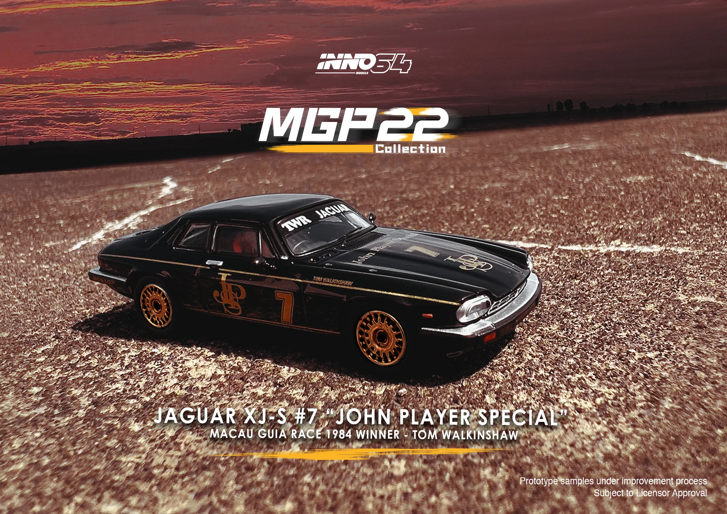 INNO64 1/64 JAGUAR XJ-S #7 "John Player Special"  Macau Guia Race 1984 Winner  Macau Grand Prix 2022 Special Edition IN64-XJS-MGP22JPS - Image 2