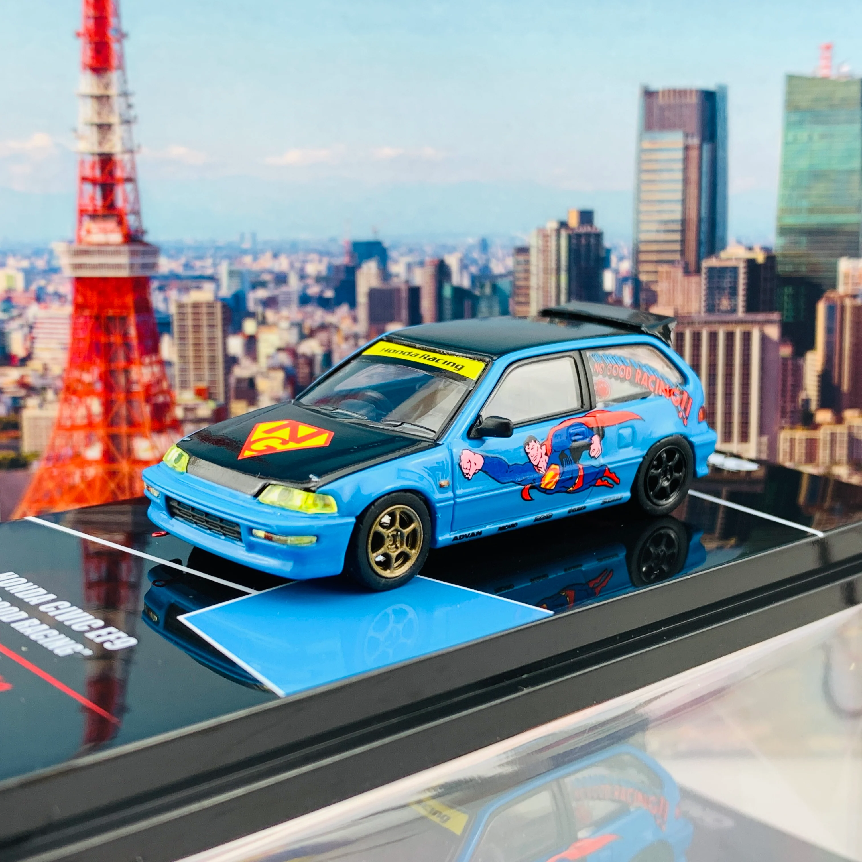 INNO64 1/64 JDM COLLECTION HONDA CIVIC EF9 "NO GOOD RACING - Superman" IN64-EF9-JDM08 - Image 2